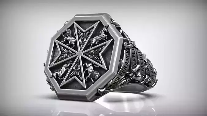 Order of the Hospital of Saint John Maltese Cross Signet 3D print model