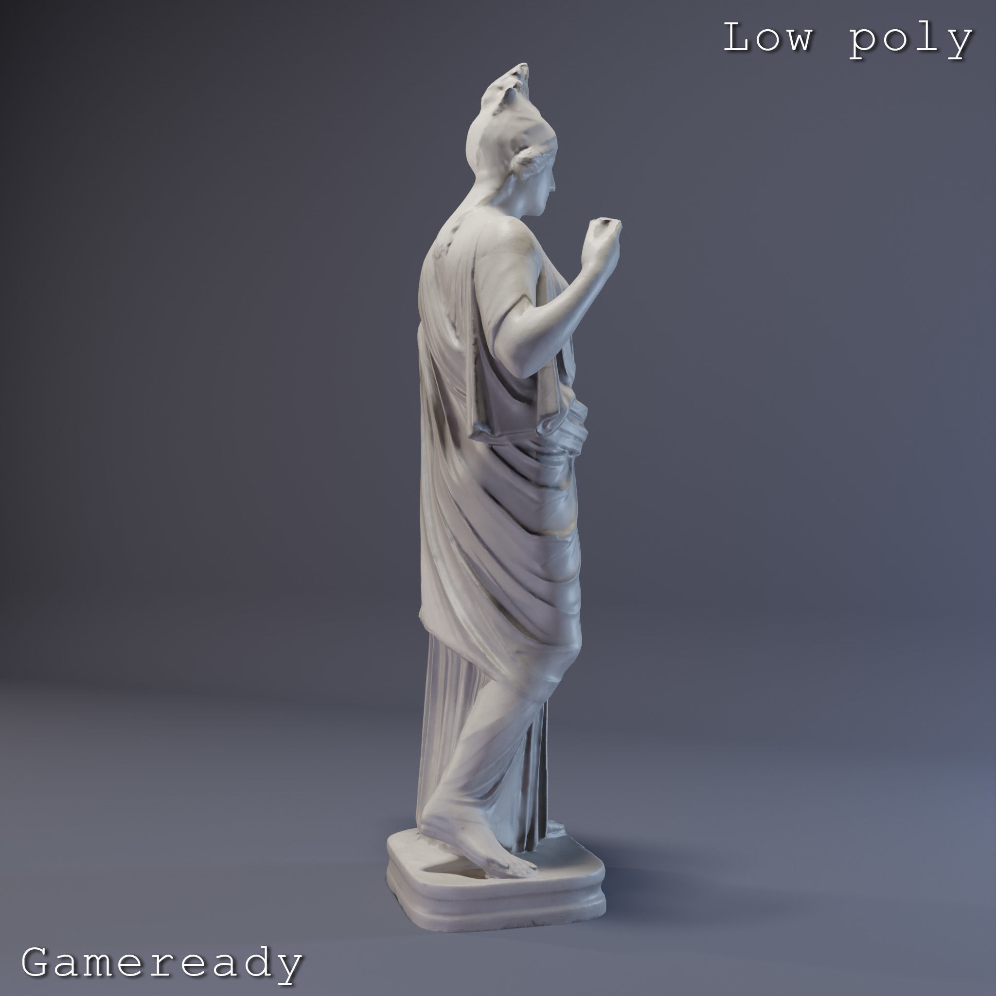 Athena Sculpture High poly Low poly Gameready Printable 3D print model_16