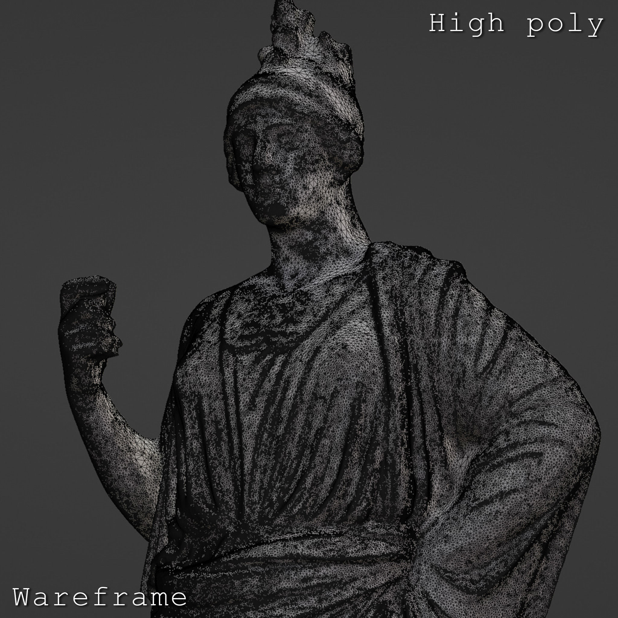 Athena Sculpture High poly Low poly Gameready Printable 3D print model_10