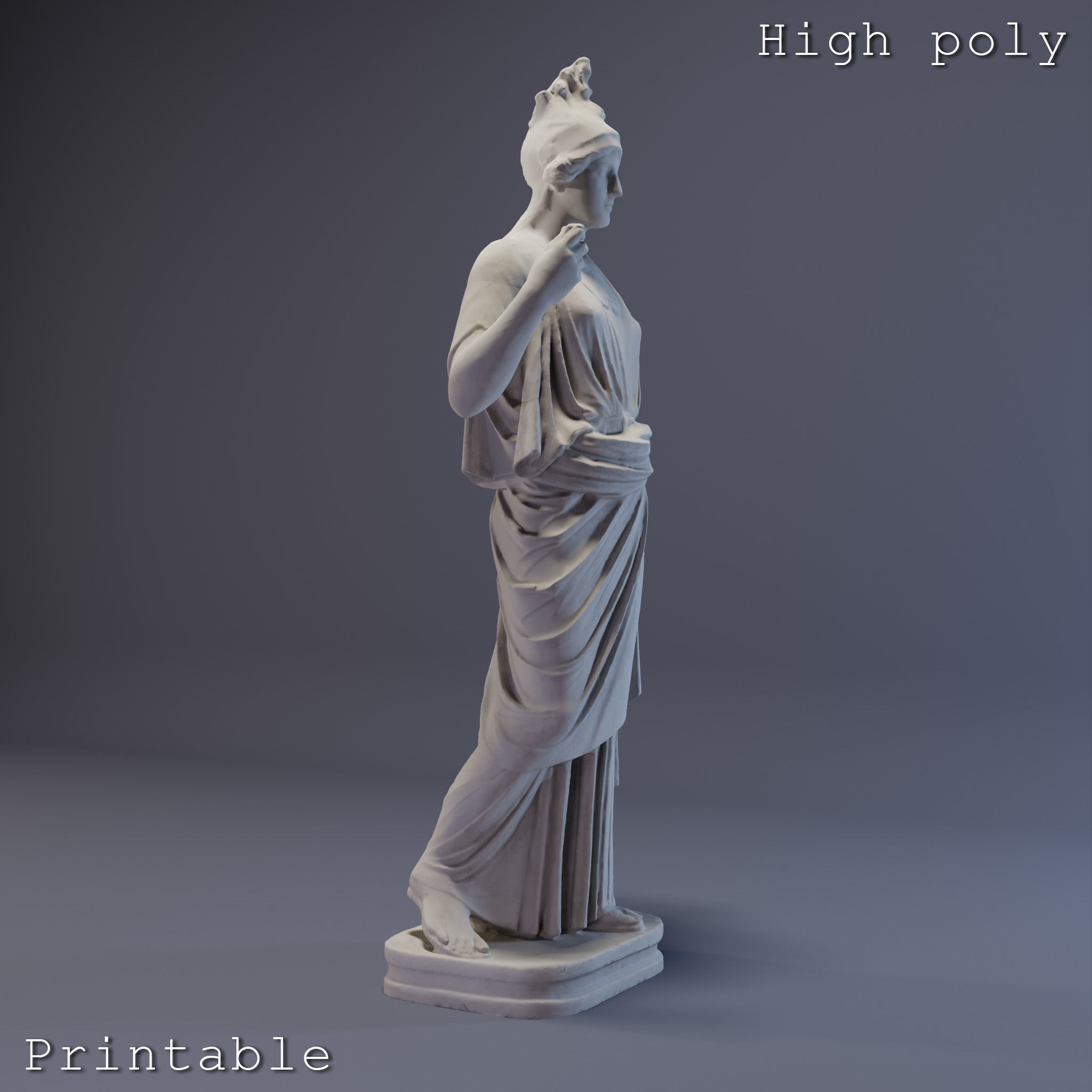 Athena Sculpture High poly Low poly Gameready Printable 3D print model_4