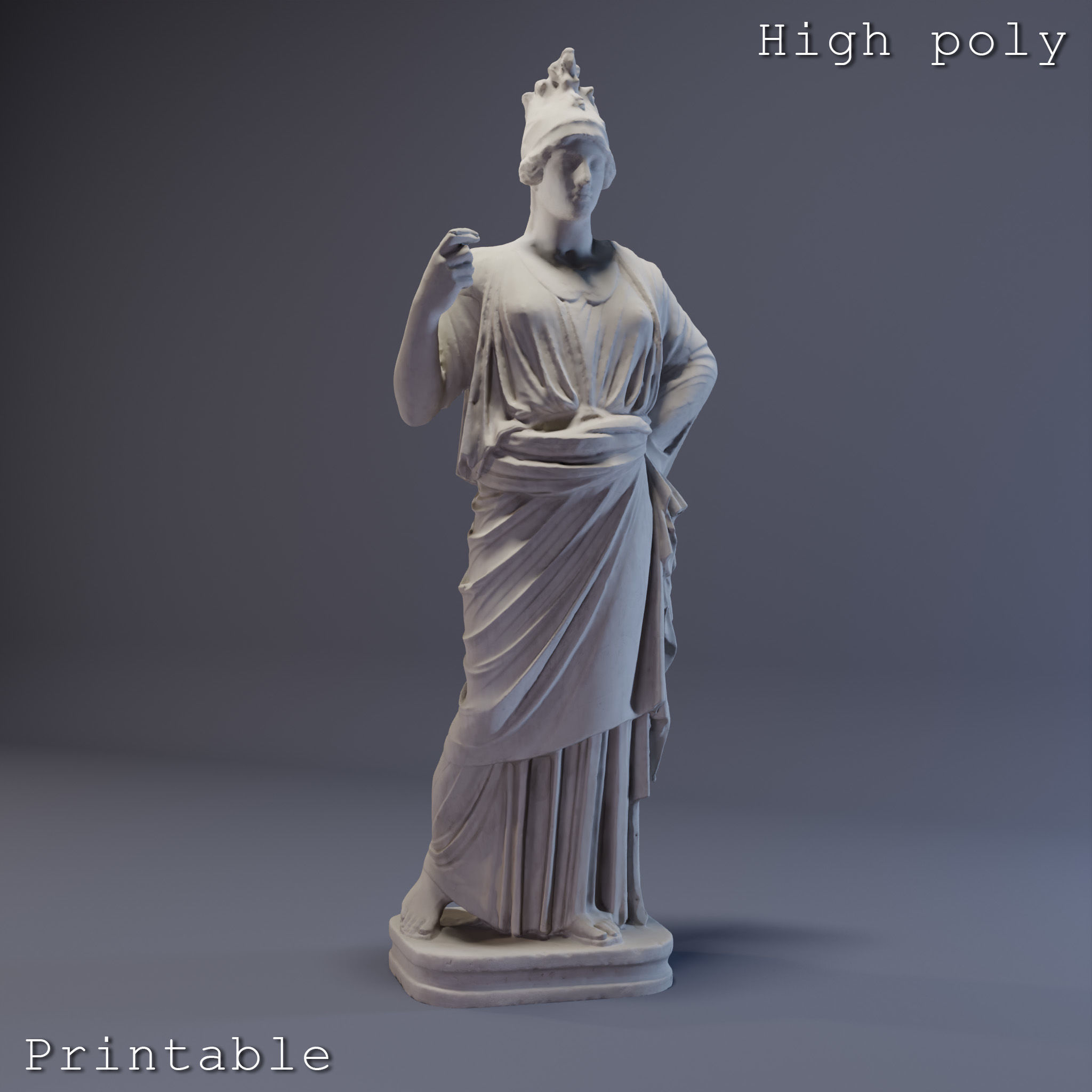 Athena Sculpture High poly Low poly Gameready Printable 3D print model_3