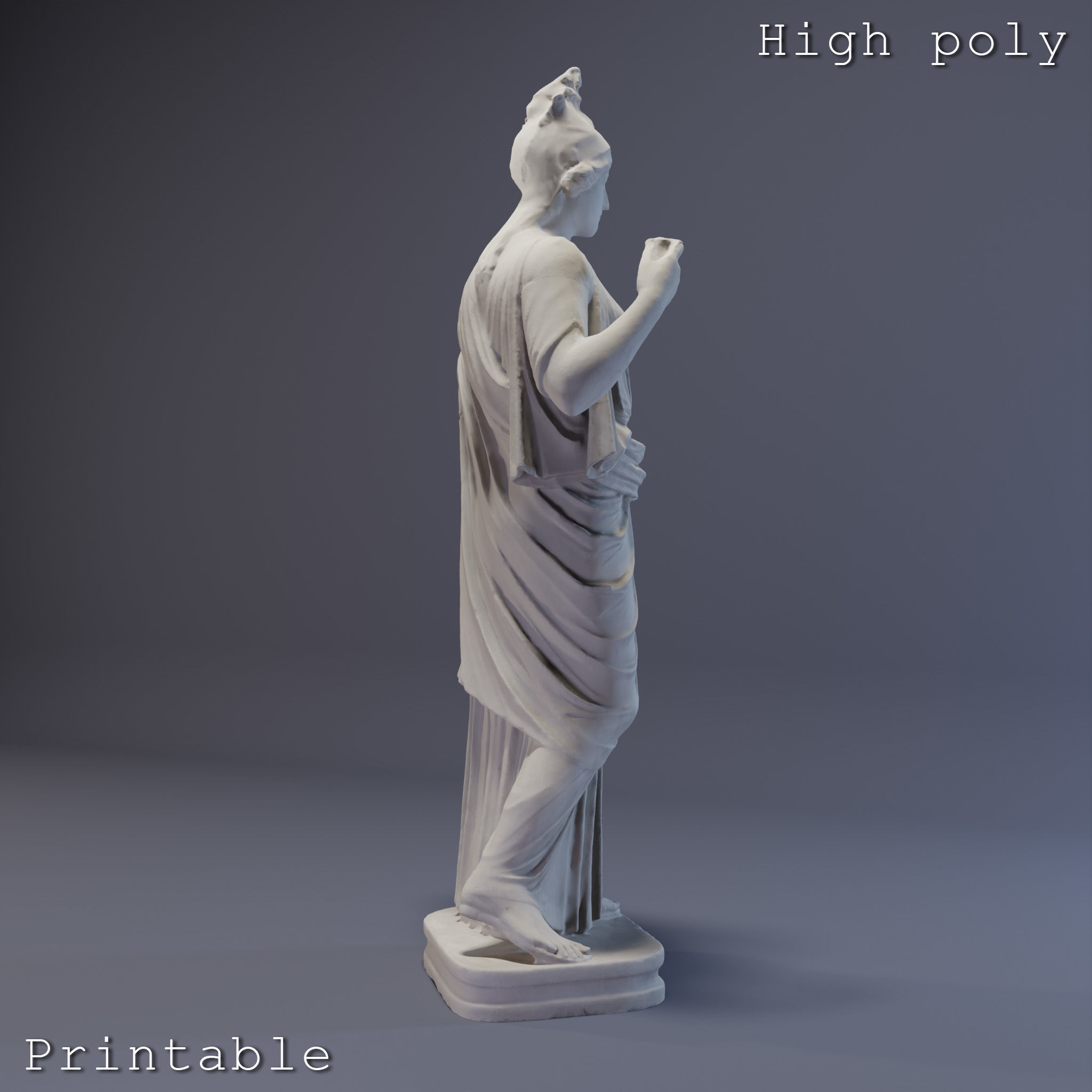Athena Sculpture High poly Low poly Gameready Printable 3D print model_5
