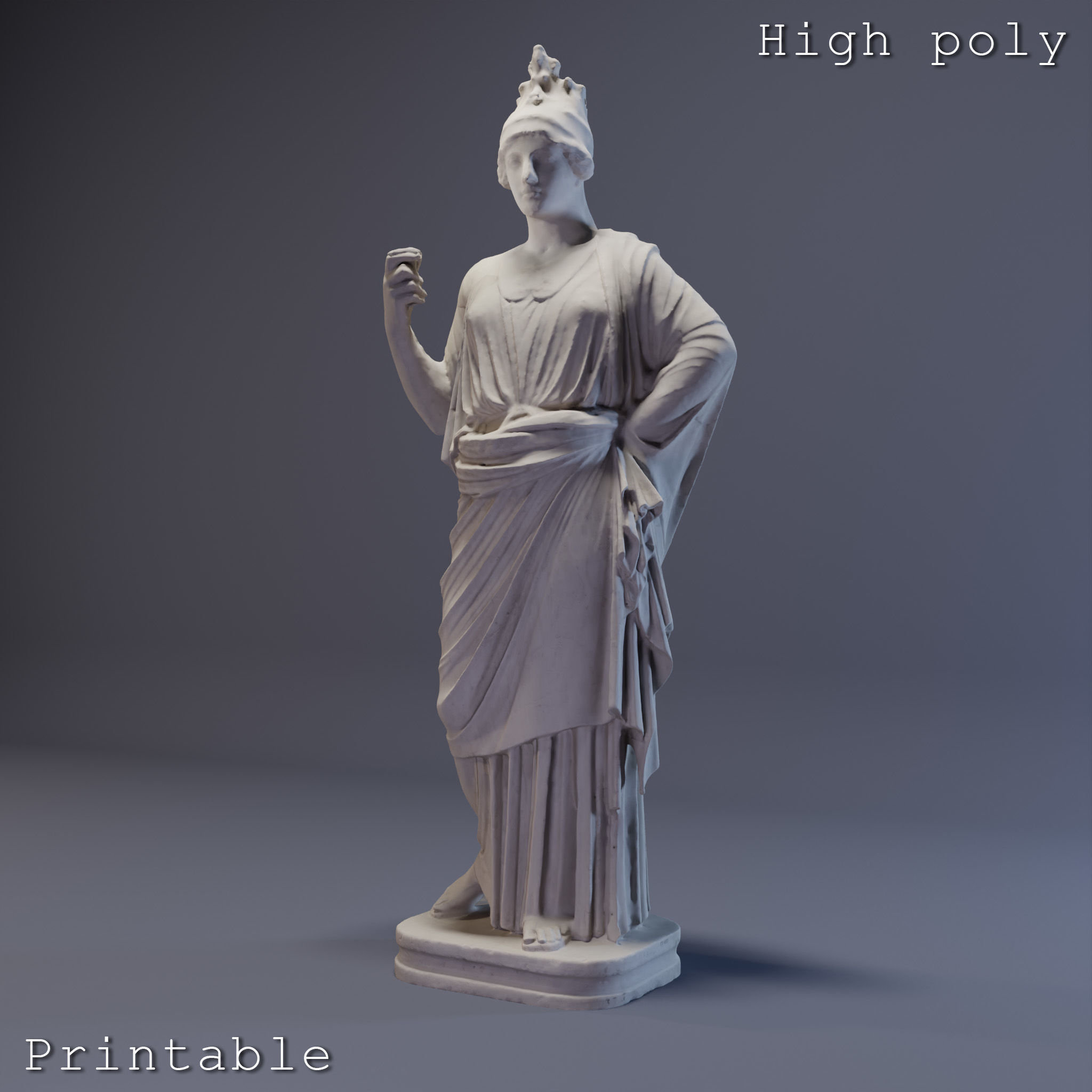 Athena Sculpture High poly Low poly Gameready Printable 3D print model_2
