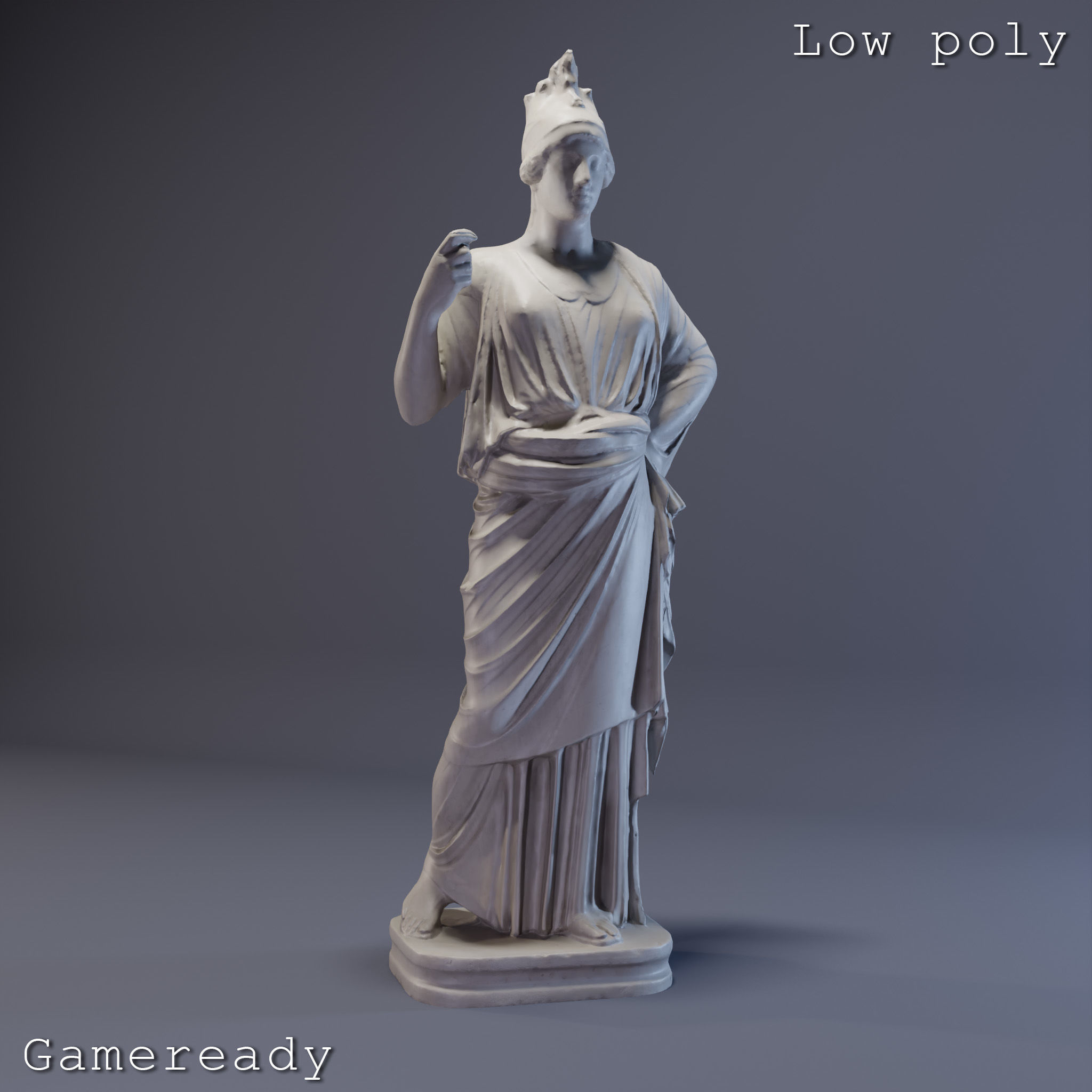 Athena Sculpture High poly Low poly Gameready Printable 3D print model_14