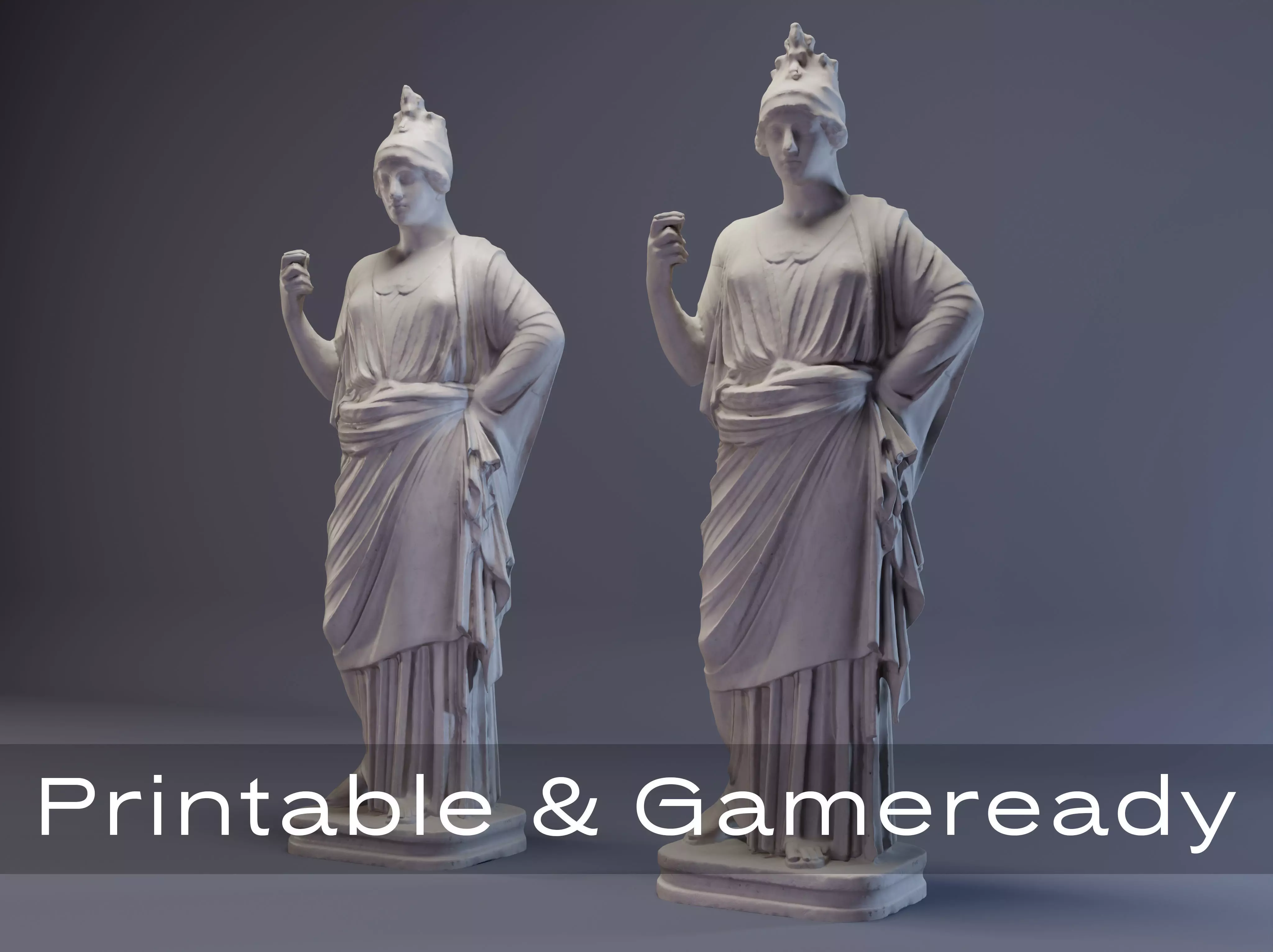 Athena Sculpture High poly Low poly Gameready Printable 3D print model_0
