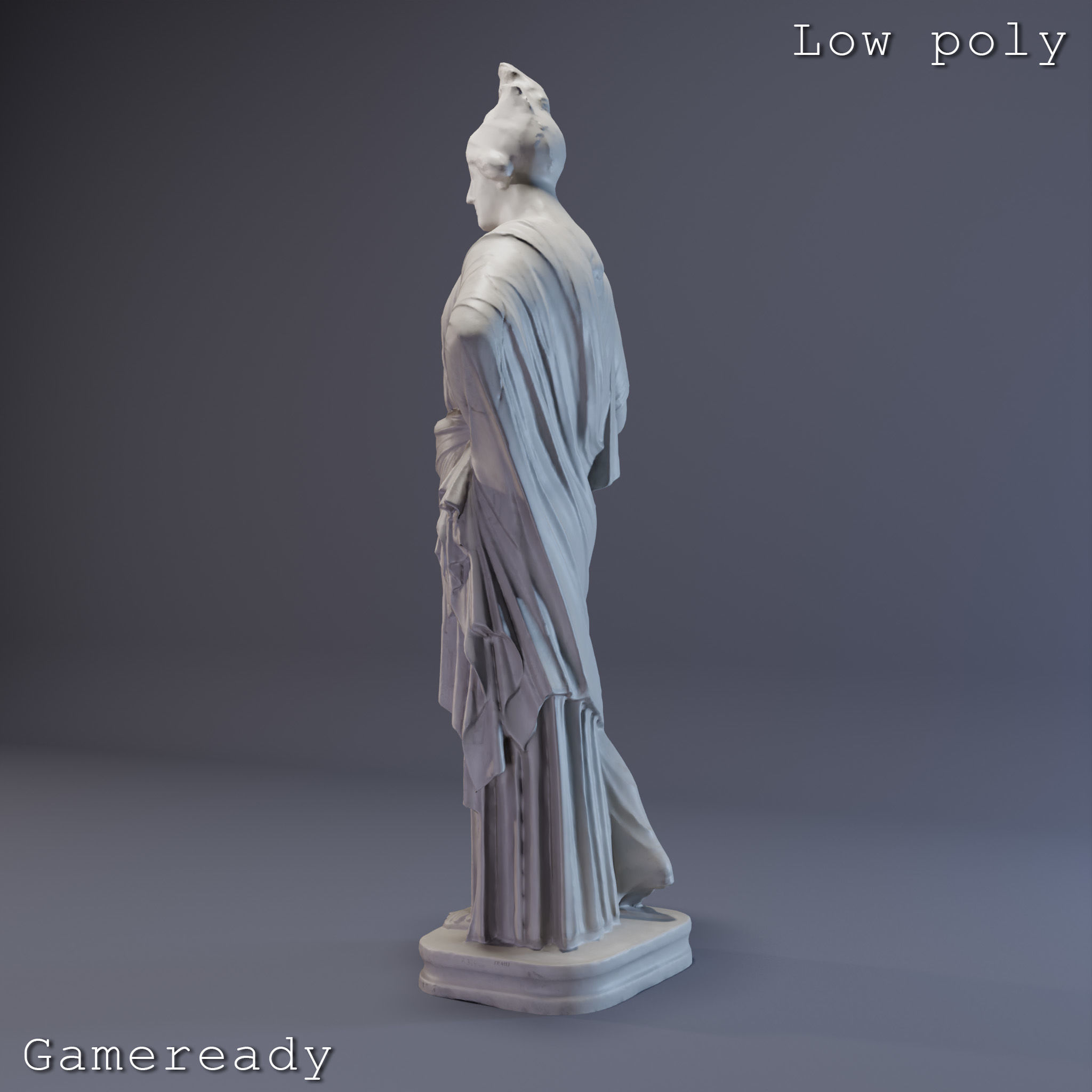 Athena Sculpture High poly Low poly Gameready Printable 3D print model_19