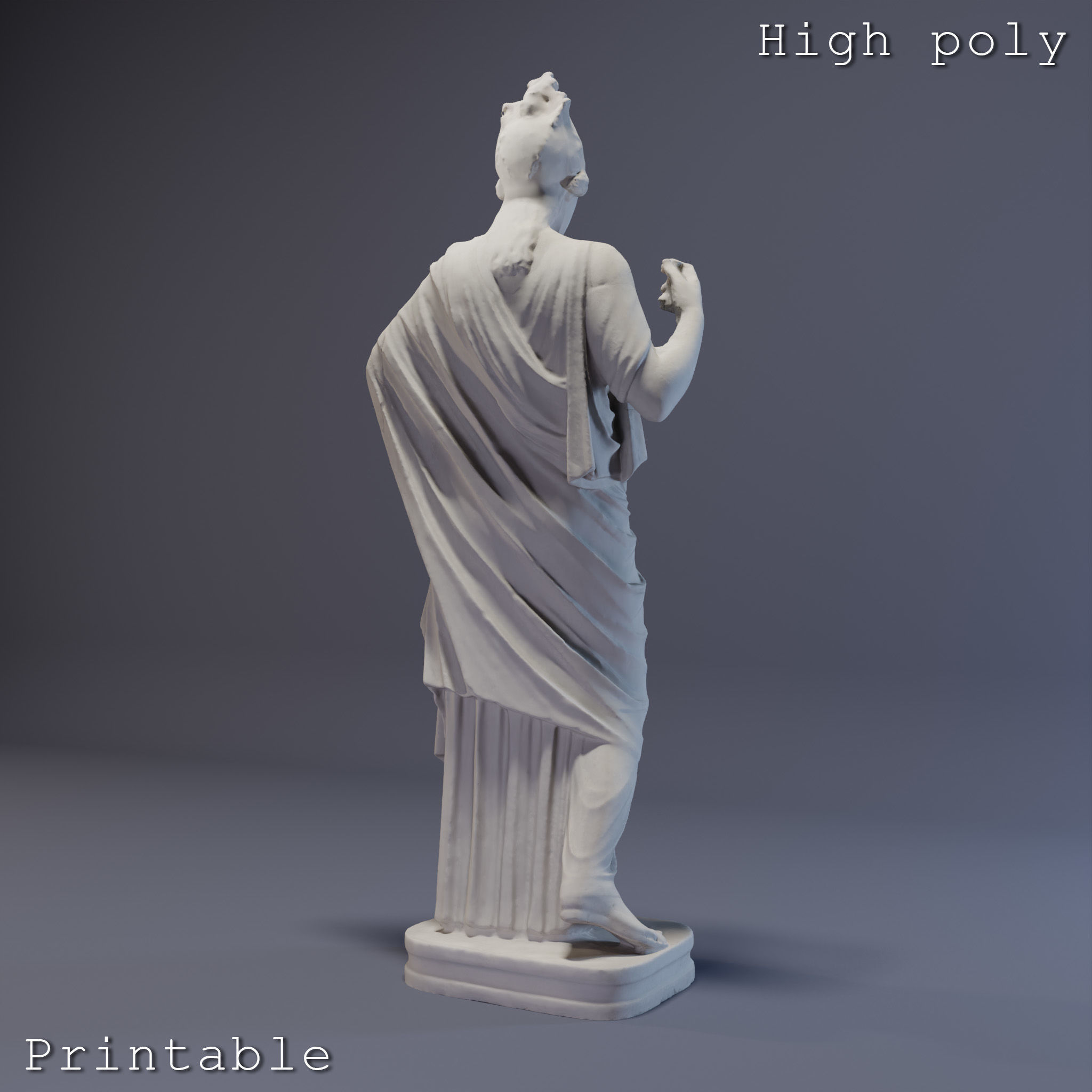 Athena Sculpture High poly Low poly Gameready Printable 3D print model_6