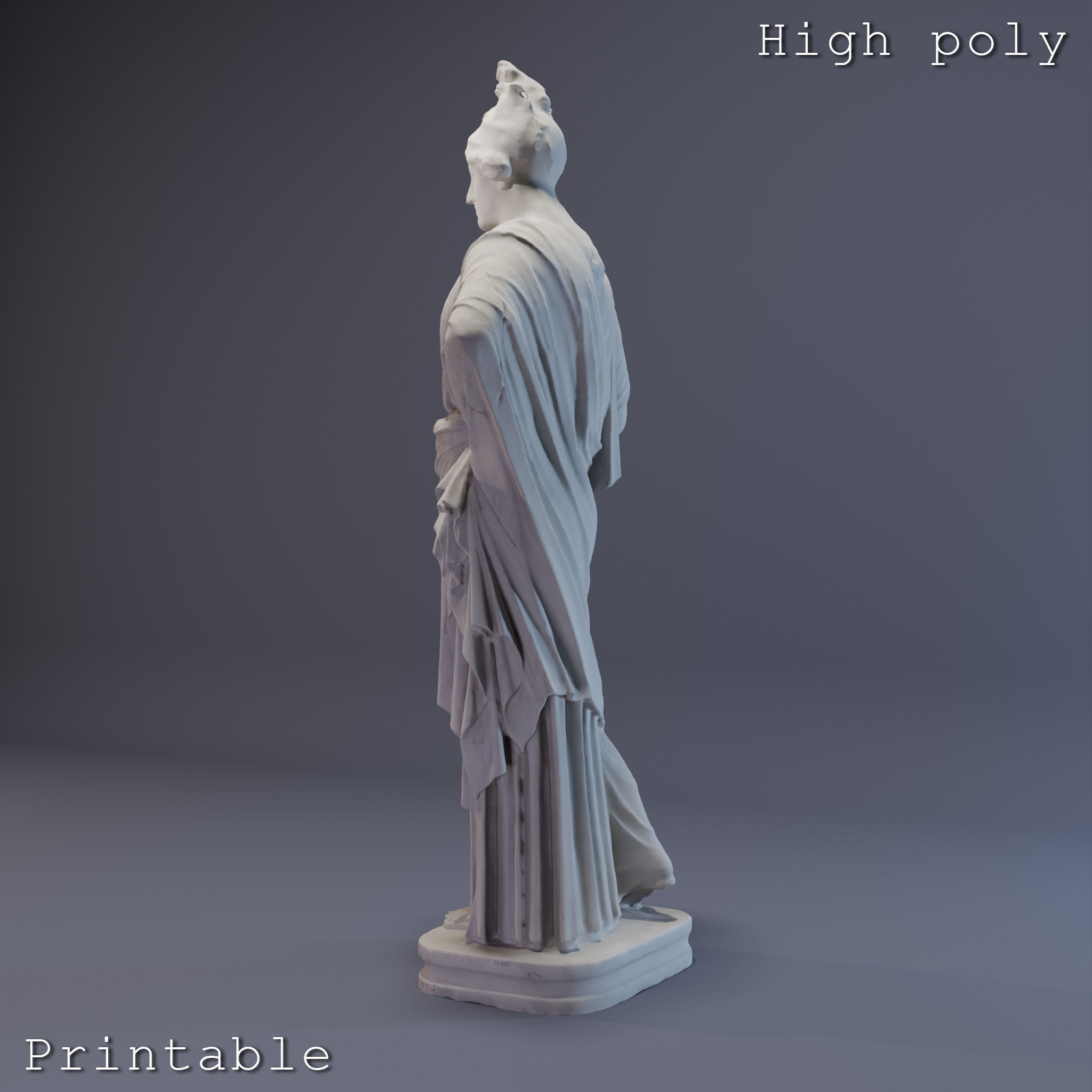 Athena Sculpture High poly Low poly Gameready Printable 3D print model_8