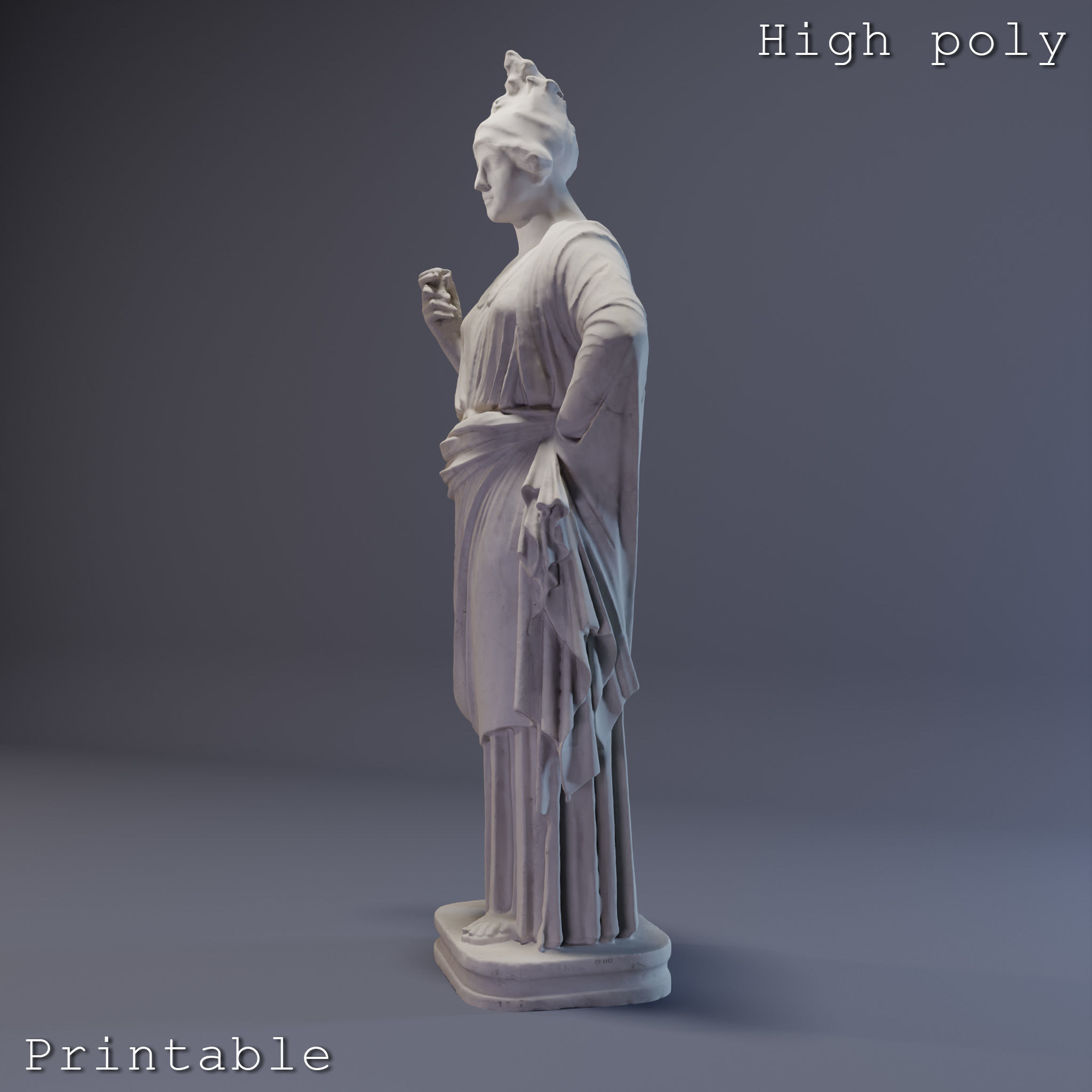 Athena Sculpture High poly Low poly Gameready Printable 3D print model_9