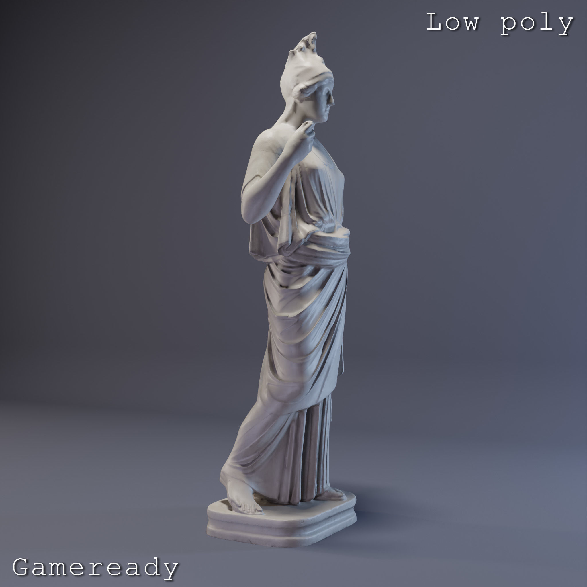 Athena Sculpture High poly Low poly Gameready Printable 3D print model_15