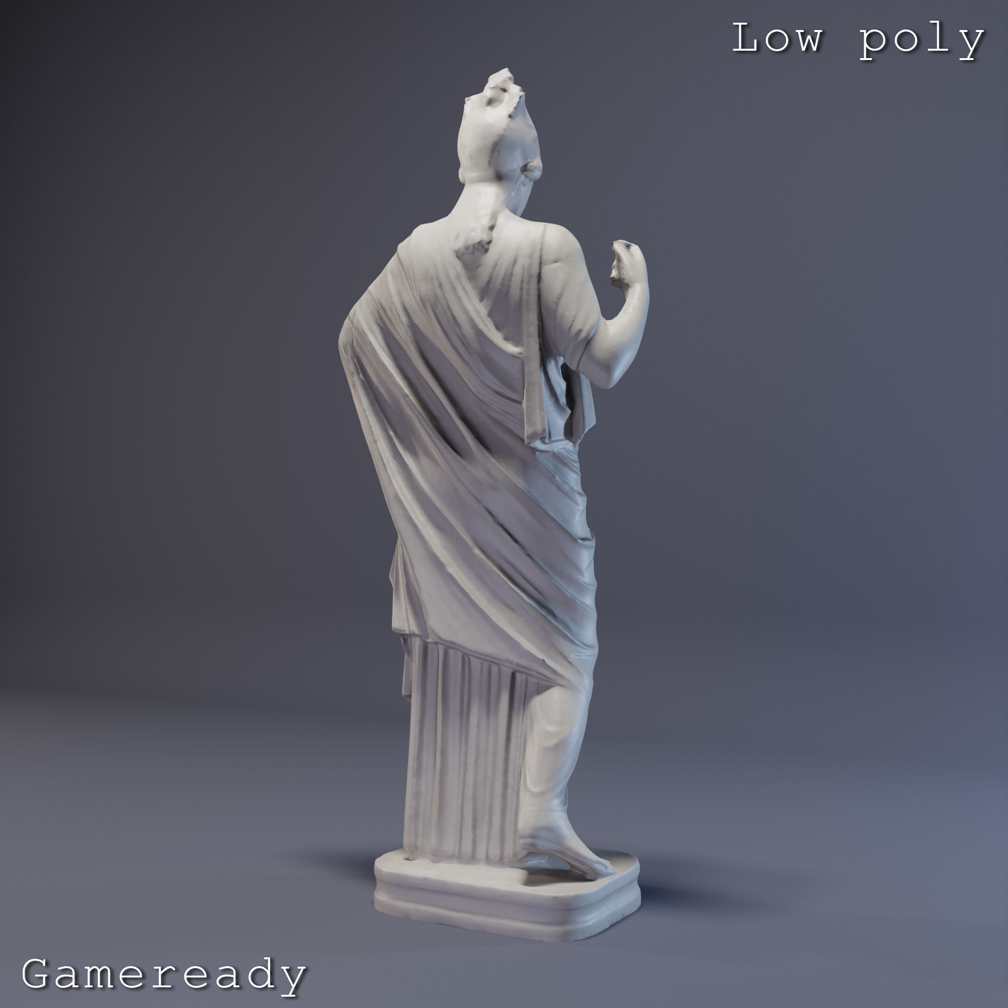 Athena Sculpture High poly Low poly Gameready Printable 3D print model_17