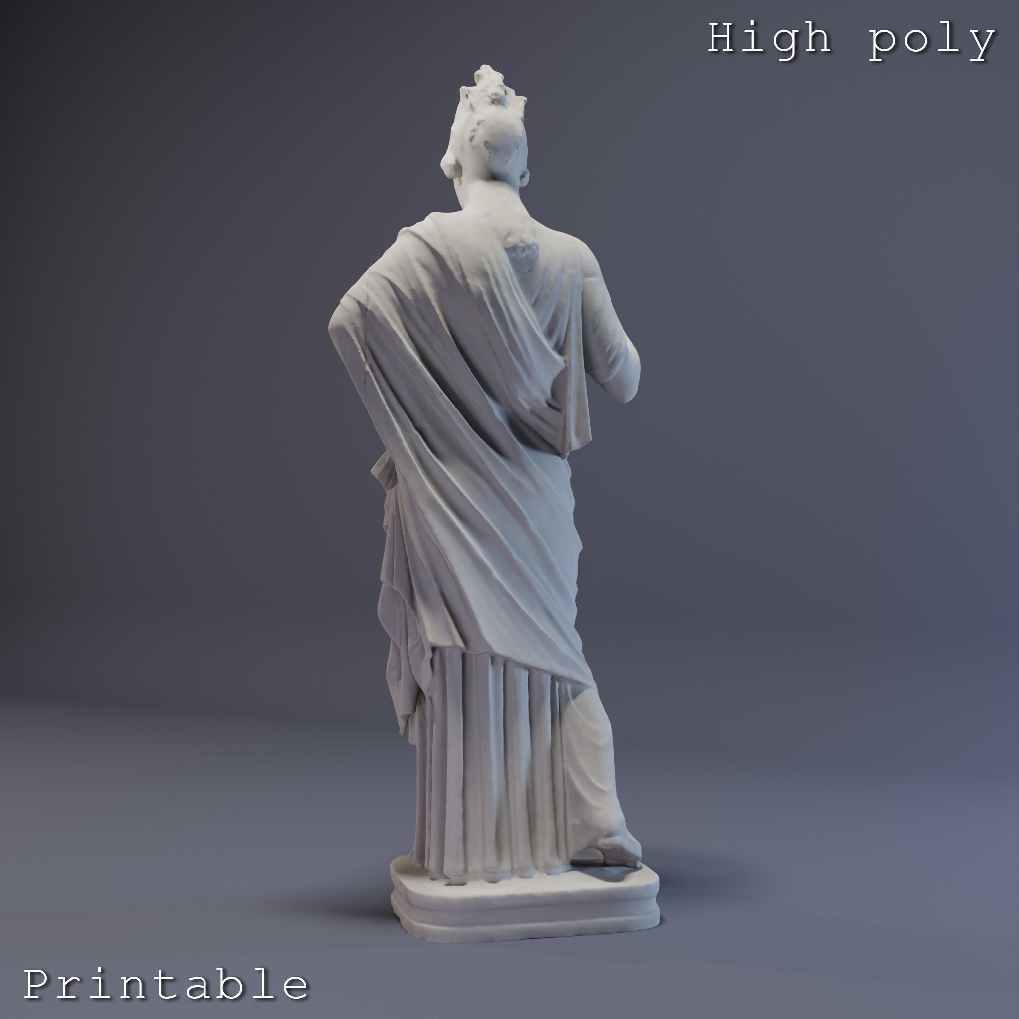 Athena Sculpture High poly Low poly Gameready Printable 3D print model_7