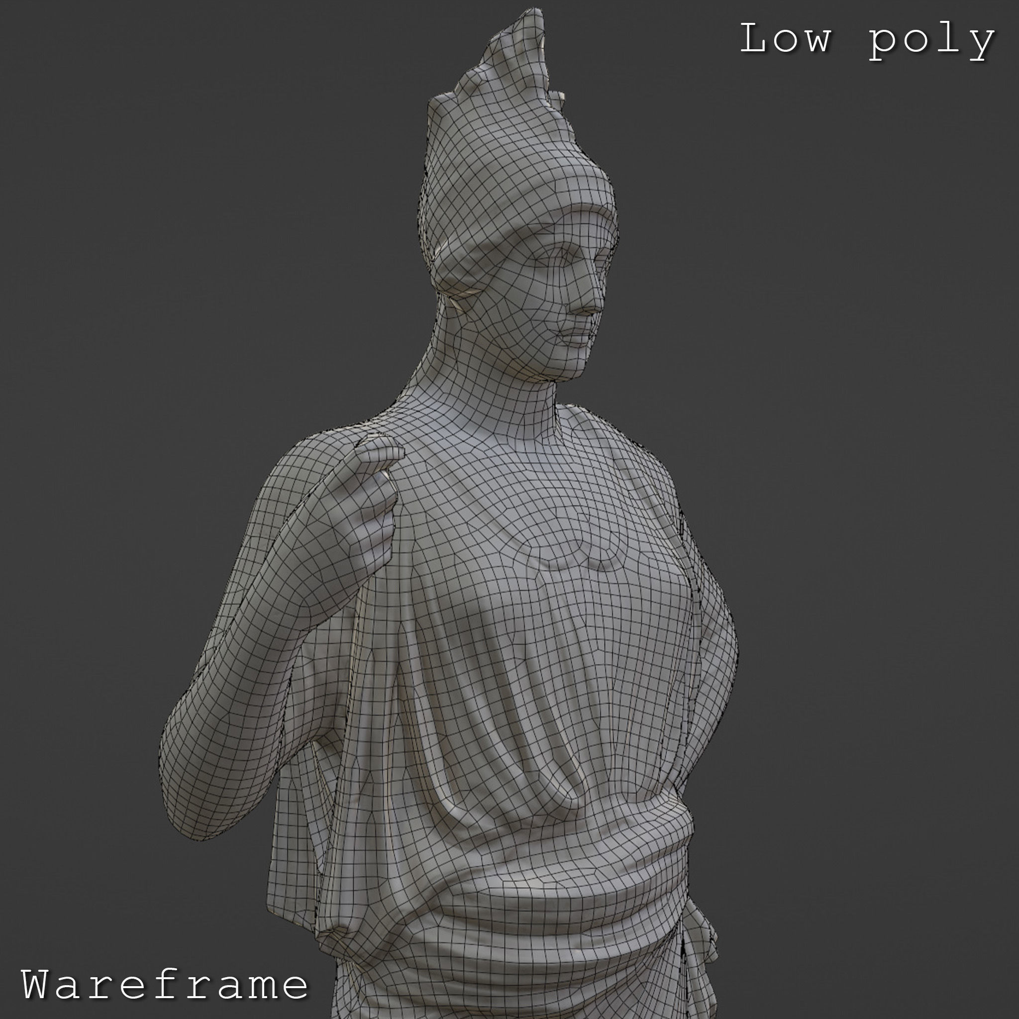 Athena Sculpture High poly Low poly Gameready Printable 3D print model_23