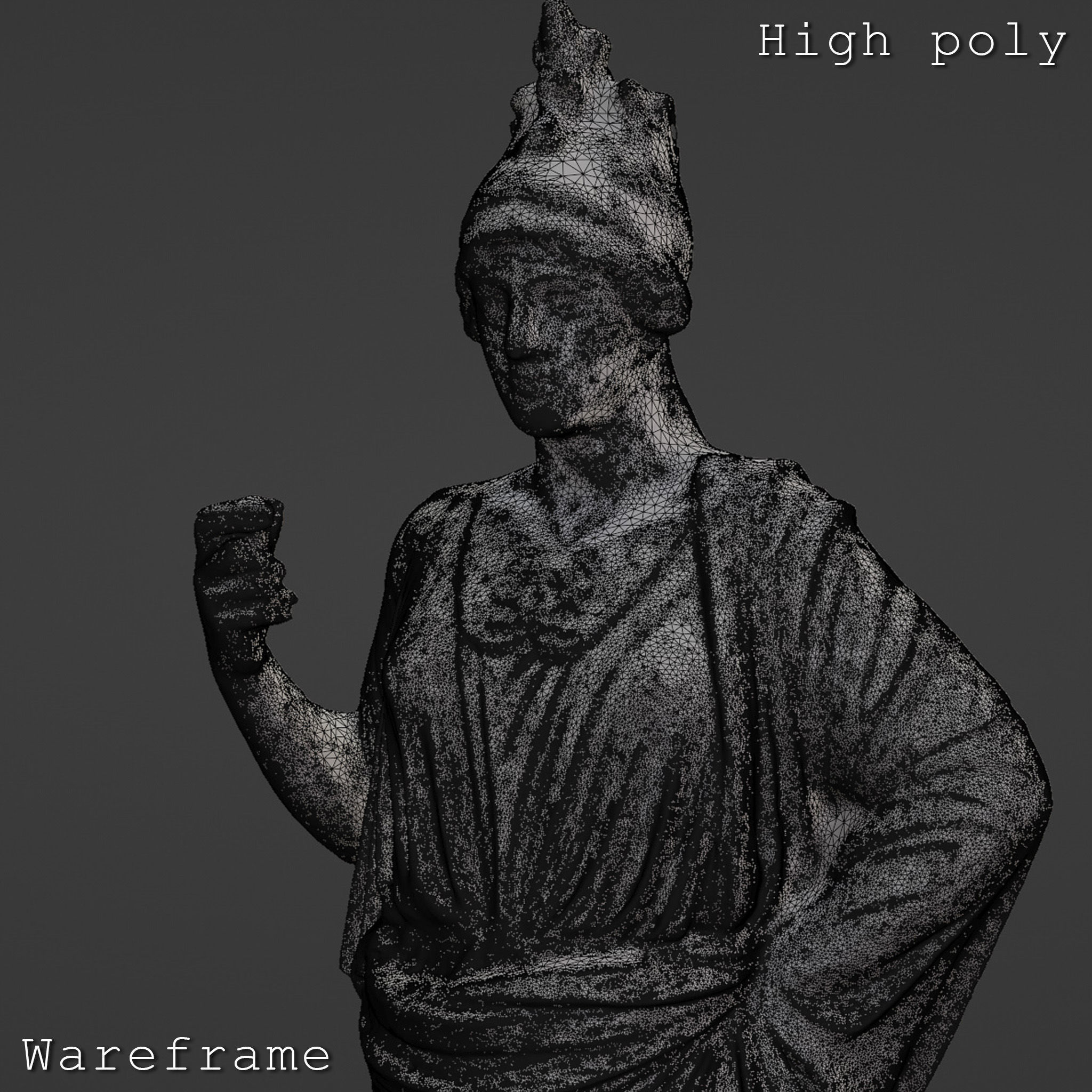 Athena Sculpture High poly Low poly Gameready Printable 3D print model_12