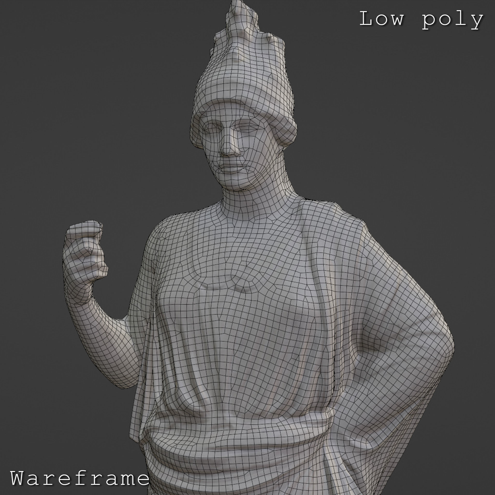 Athena Sculpture High poly Low poly Gameready Printable 3D print model_22