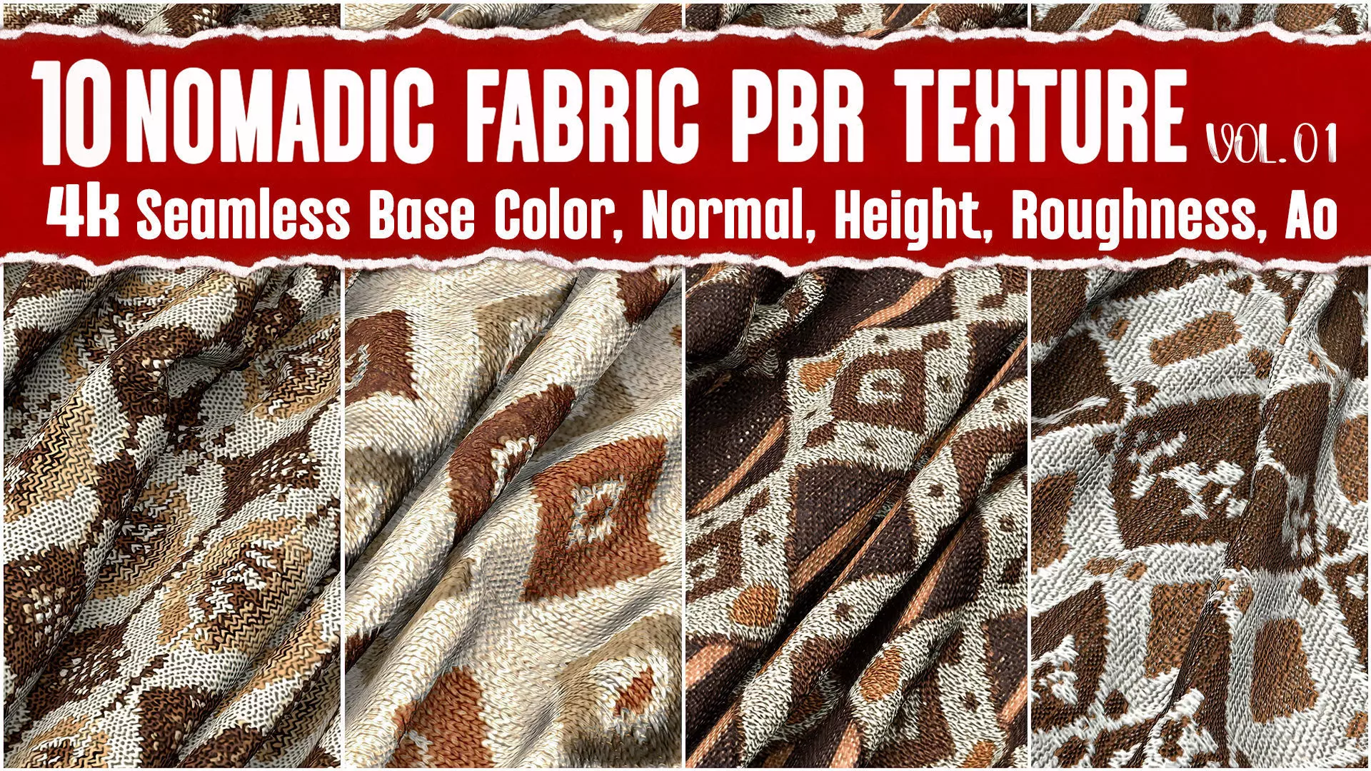 10 Nomadic Fabric VOL01 4K Seamless PNG PBR Textures Texture_0