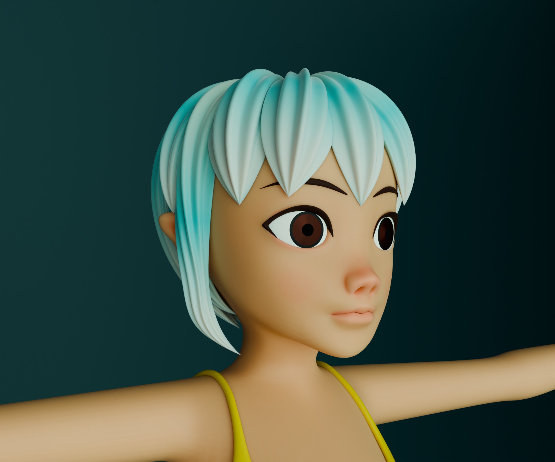 girl cartoon character Low-poly 3D model_2