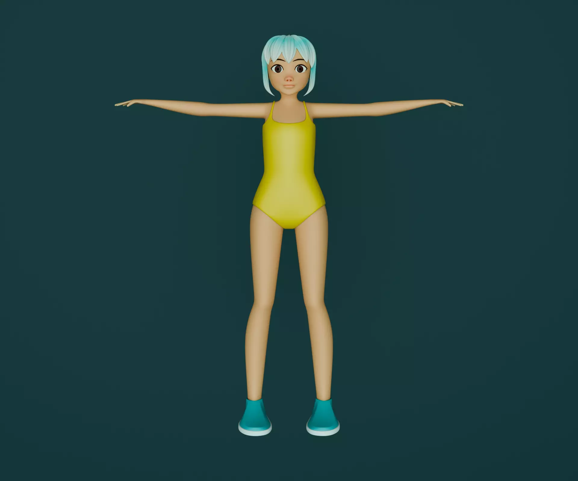 girl cartoon character Low-poly 3D model_0