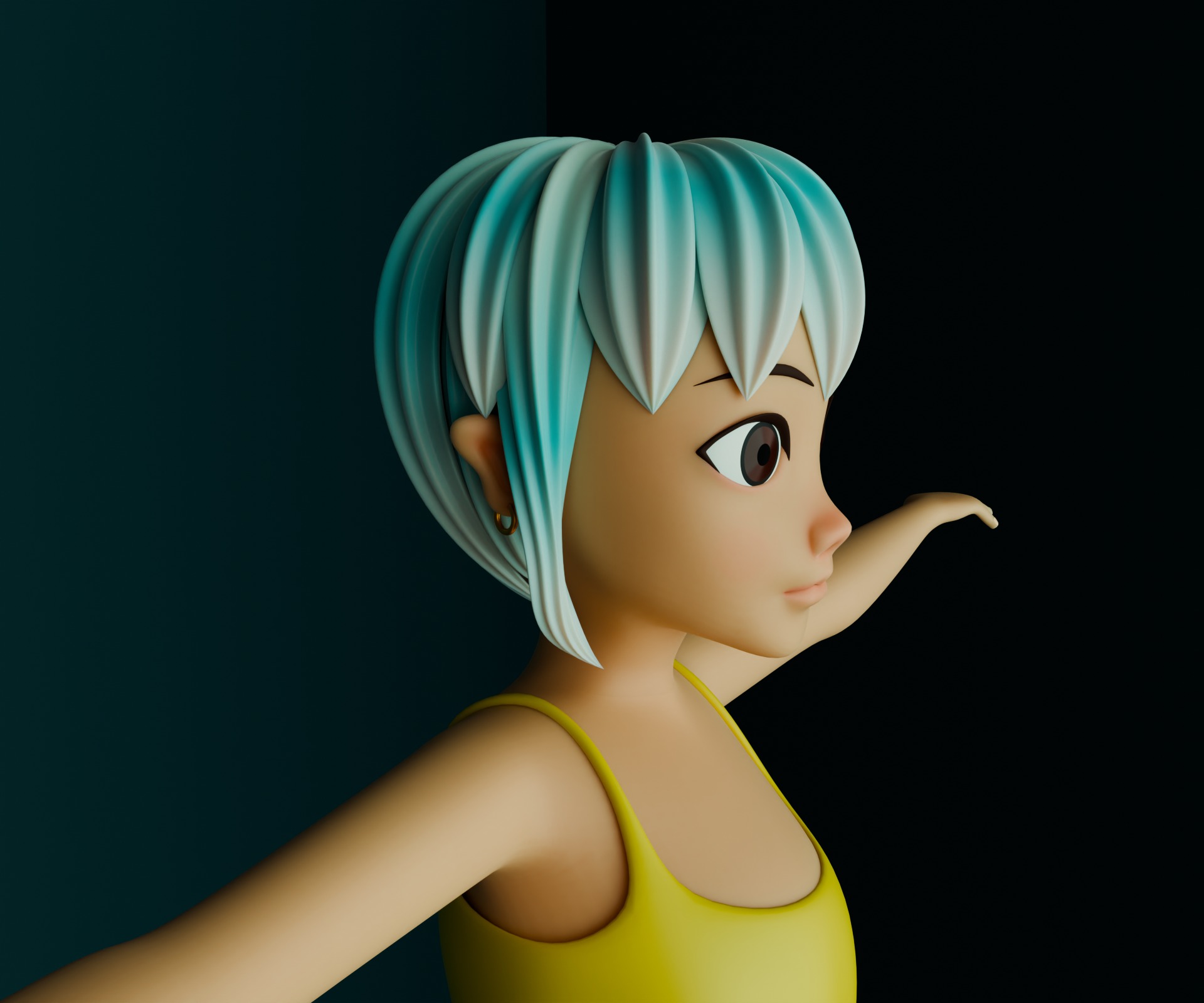 girl cartoon character Low-poly 3D model_1