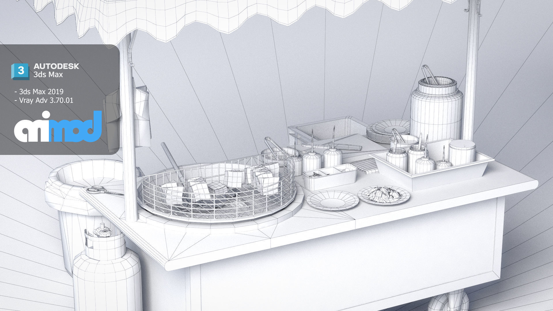 Street Vendor Stinky Tofu 3D model_8