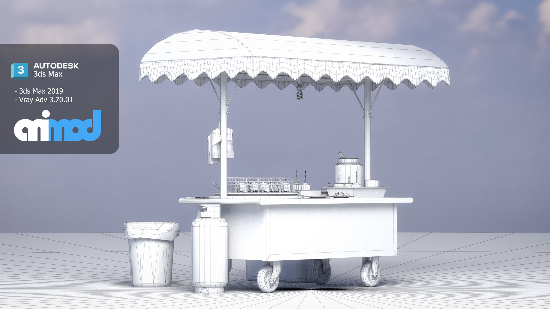 Street Vendor Stinky Tofu 3D model_6