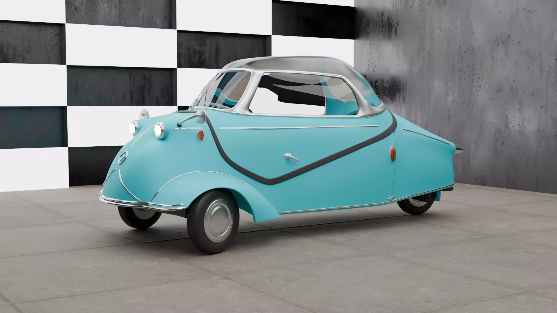 Messerschmitt car Low-poly 3D model_0