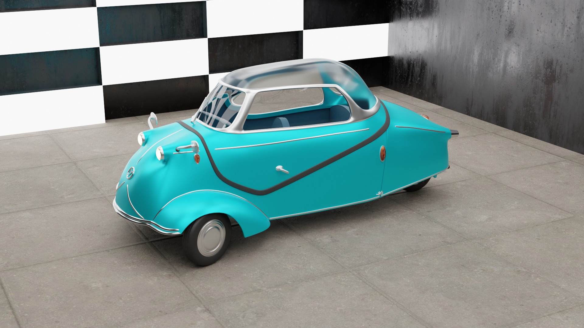 Messerschmitt car Low-poly 3D model_2