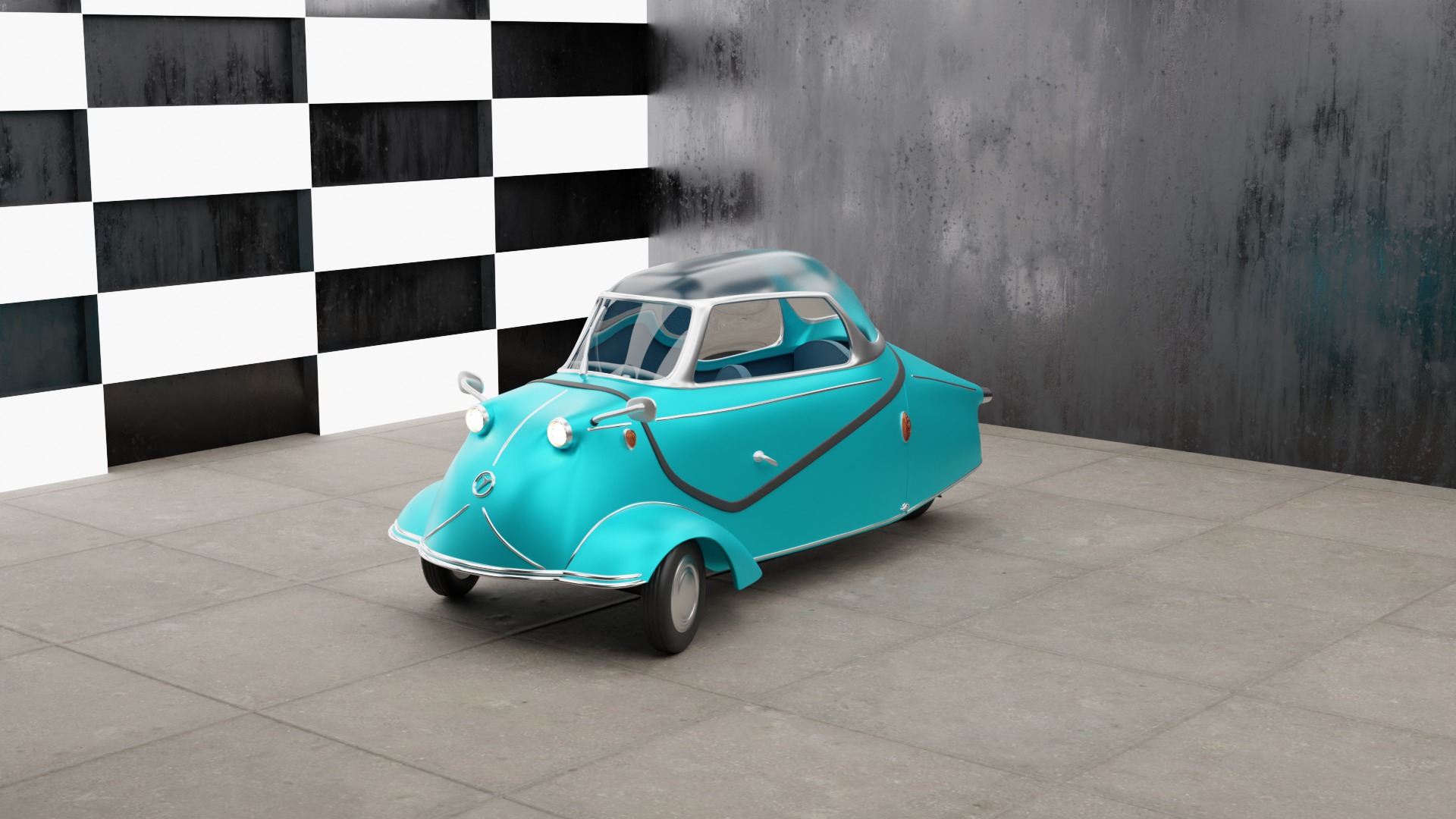 Messerschmitt car Low-poly 3D model_1