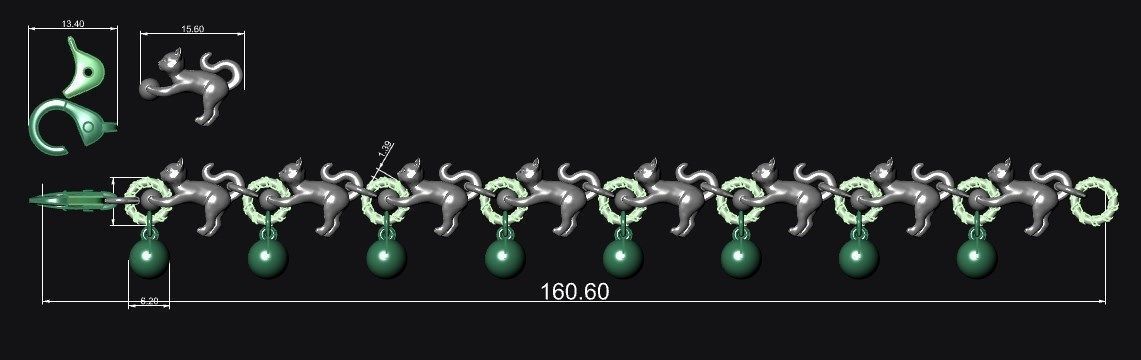 The cat bracelet 3D print model_1