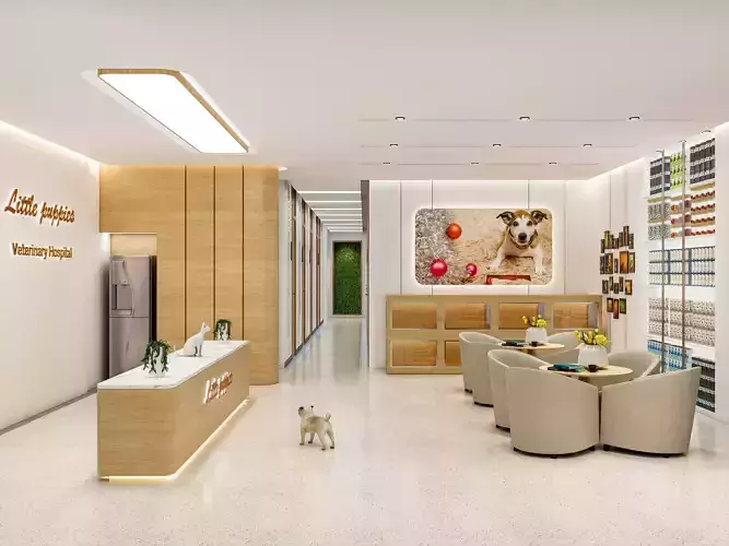 Pet hospital outpatient hall  lobby  reception 3D model