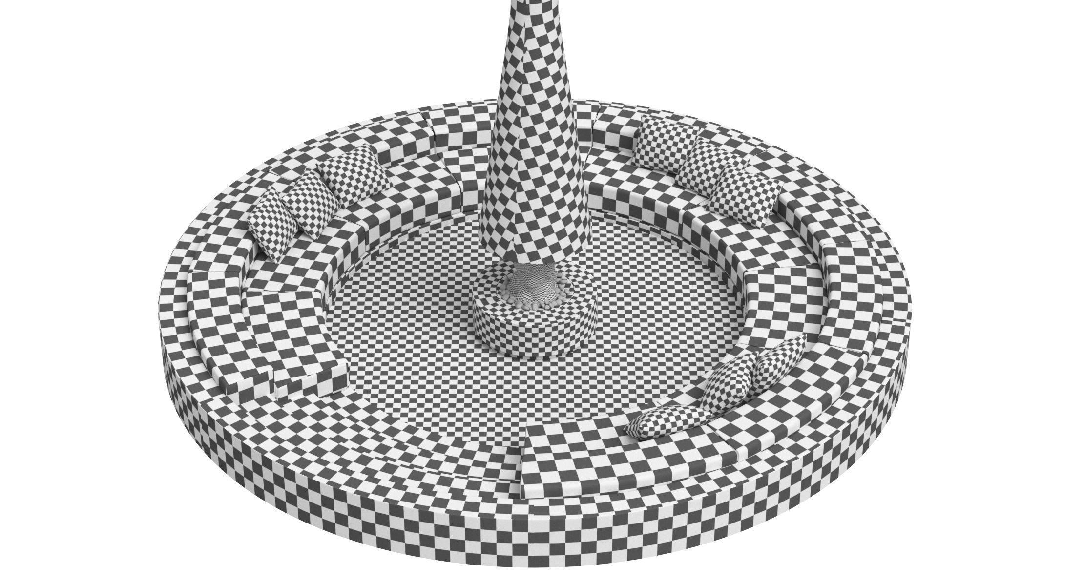 Circular Sunken Sofa with Firepit 3D model_5