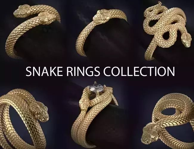 Snake Jewelry Rings Collection Pack 3d print models