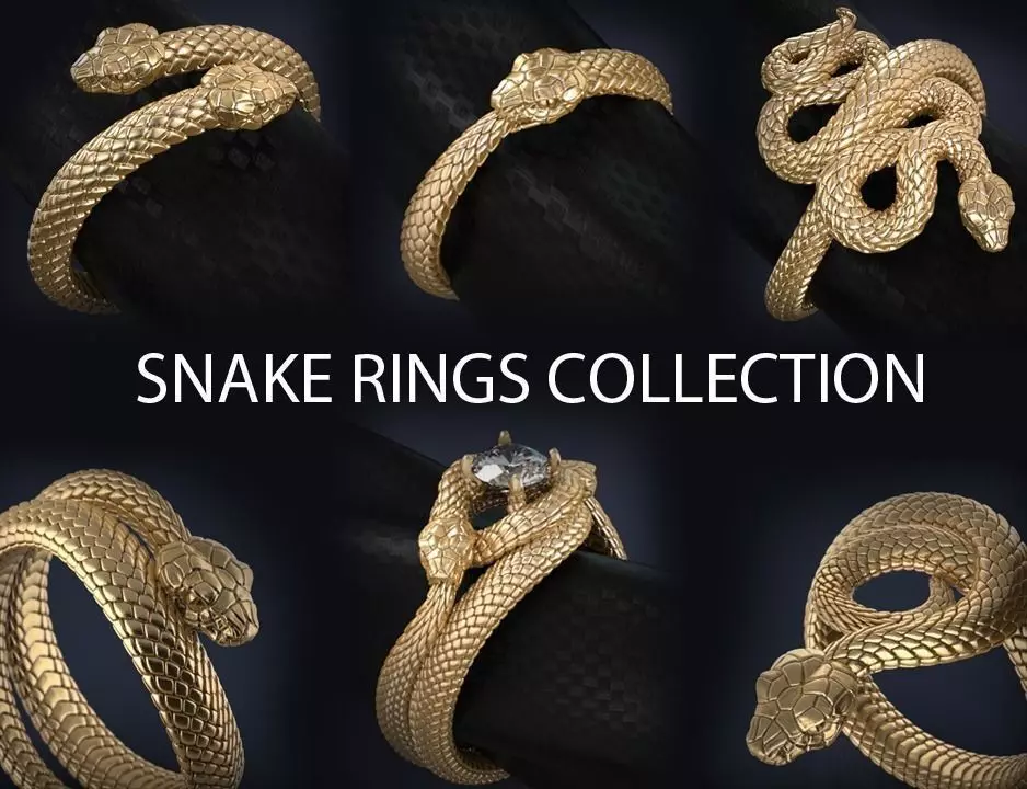 Snake Jewelry Rings Collection Pack 3d print models 3D print model_0