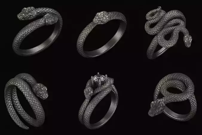 Snake Jewelry Rings Collection Pack 3d print models 3D print model