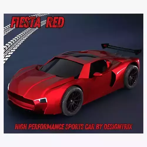 High Performance Fiesta Red Sports Car 3D Model  Blender Shaded
