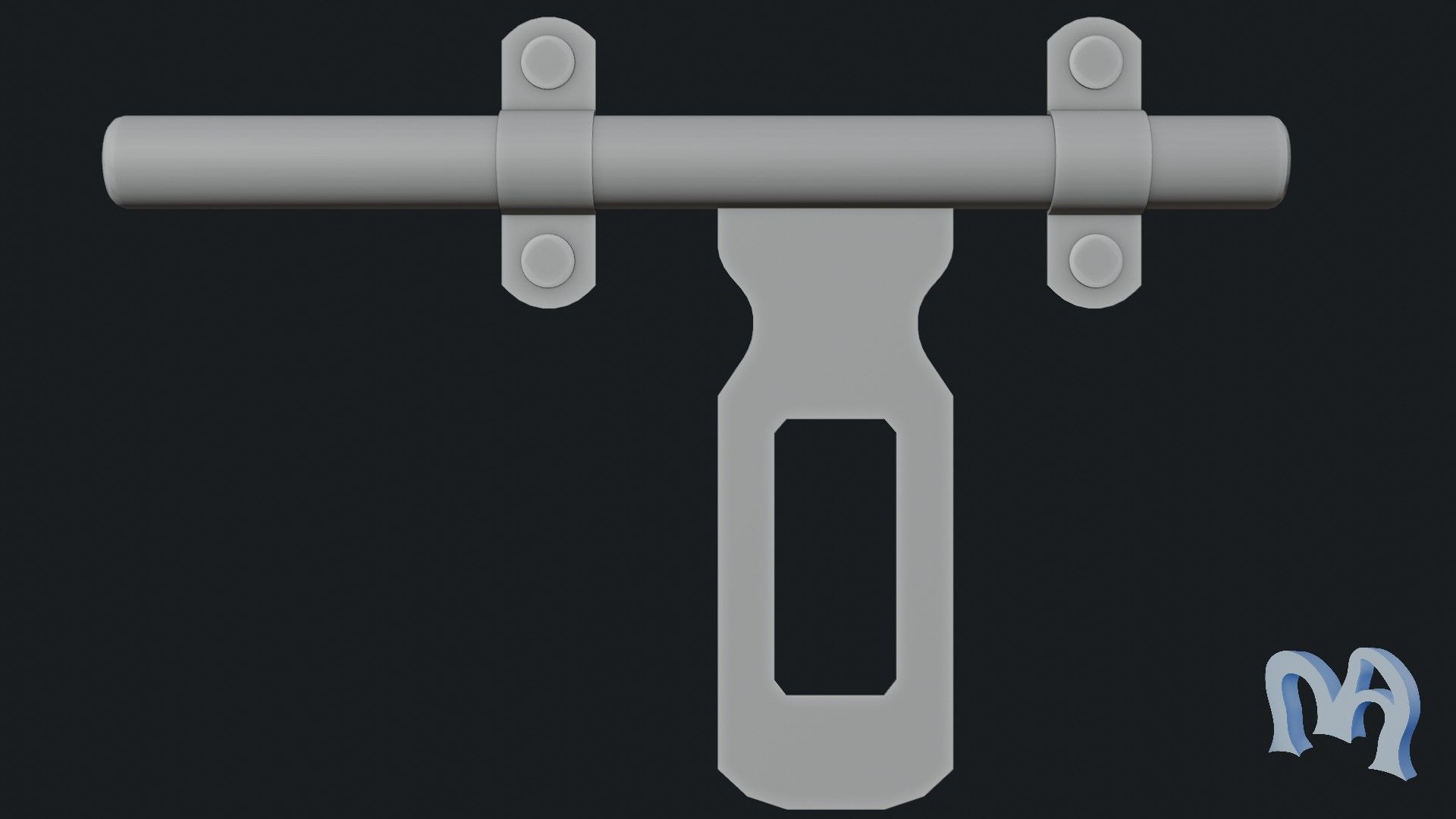 Old padlock door Low-poly 3D model_3