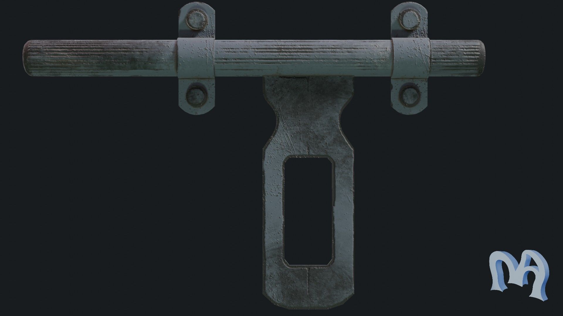 Old padlock door Low-poly 3D model_1