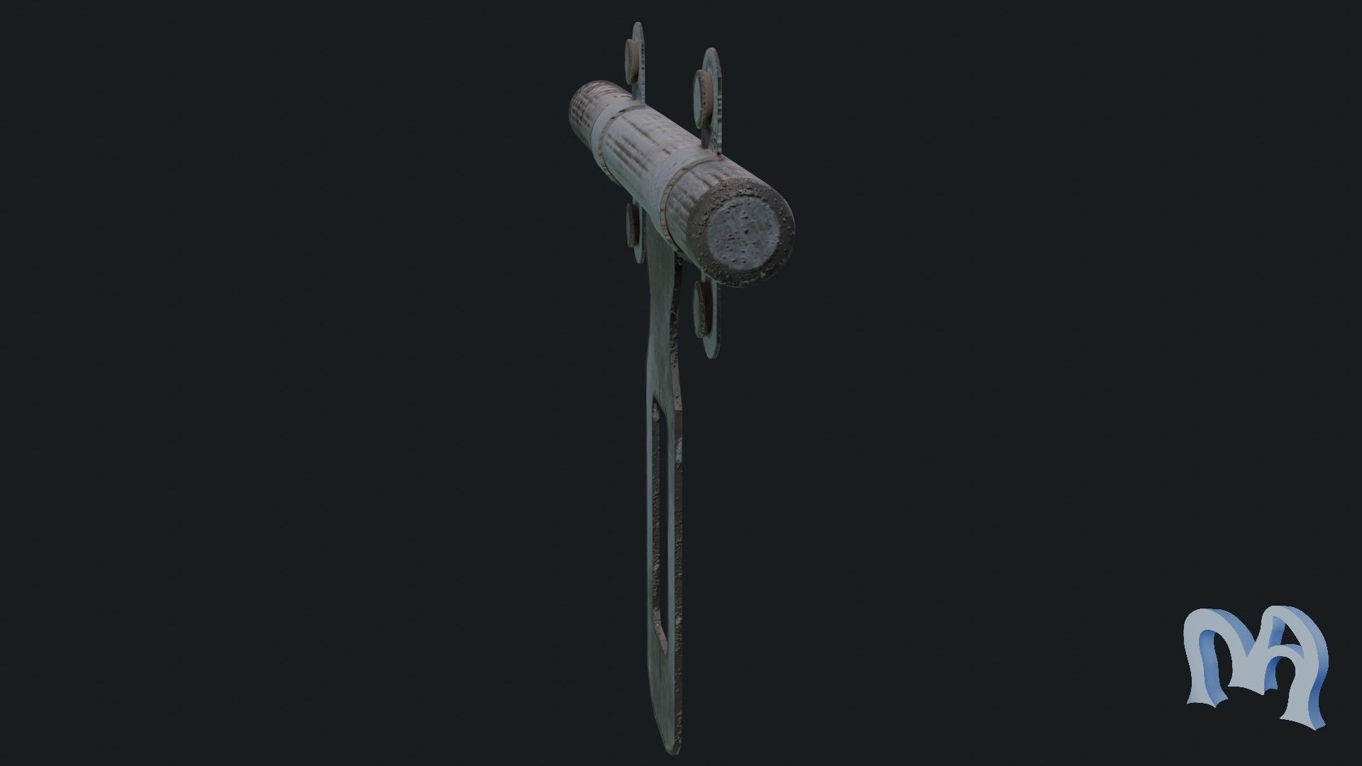 Old padlock door Low-poly 3D model_8