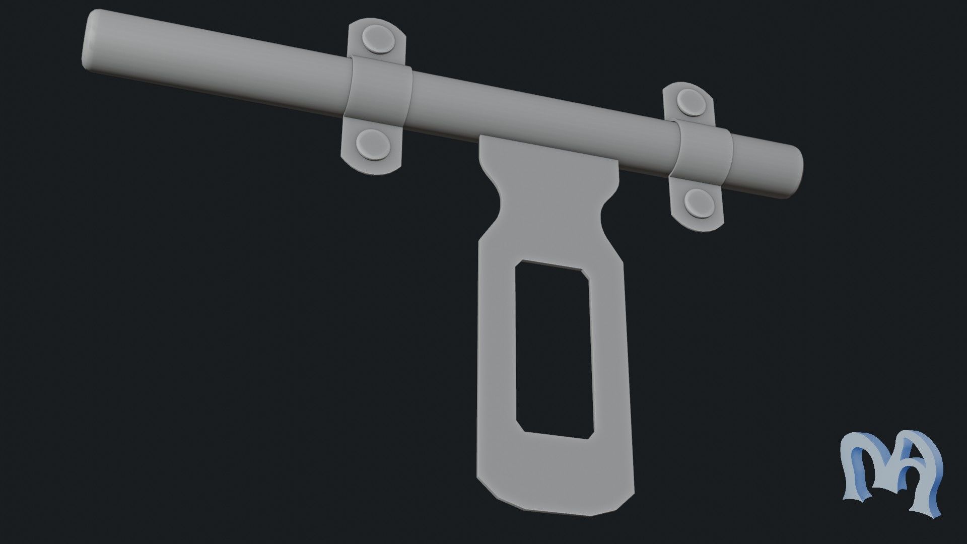 Old padlock door Low-poly 3D model_9