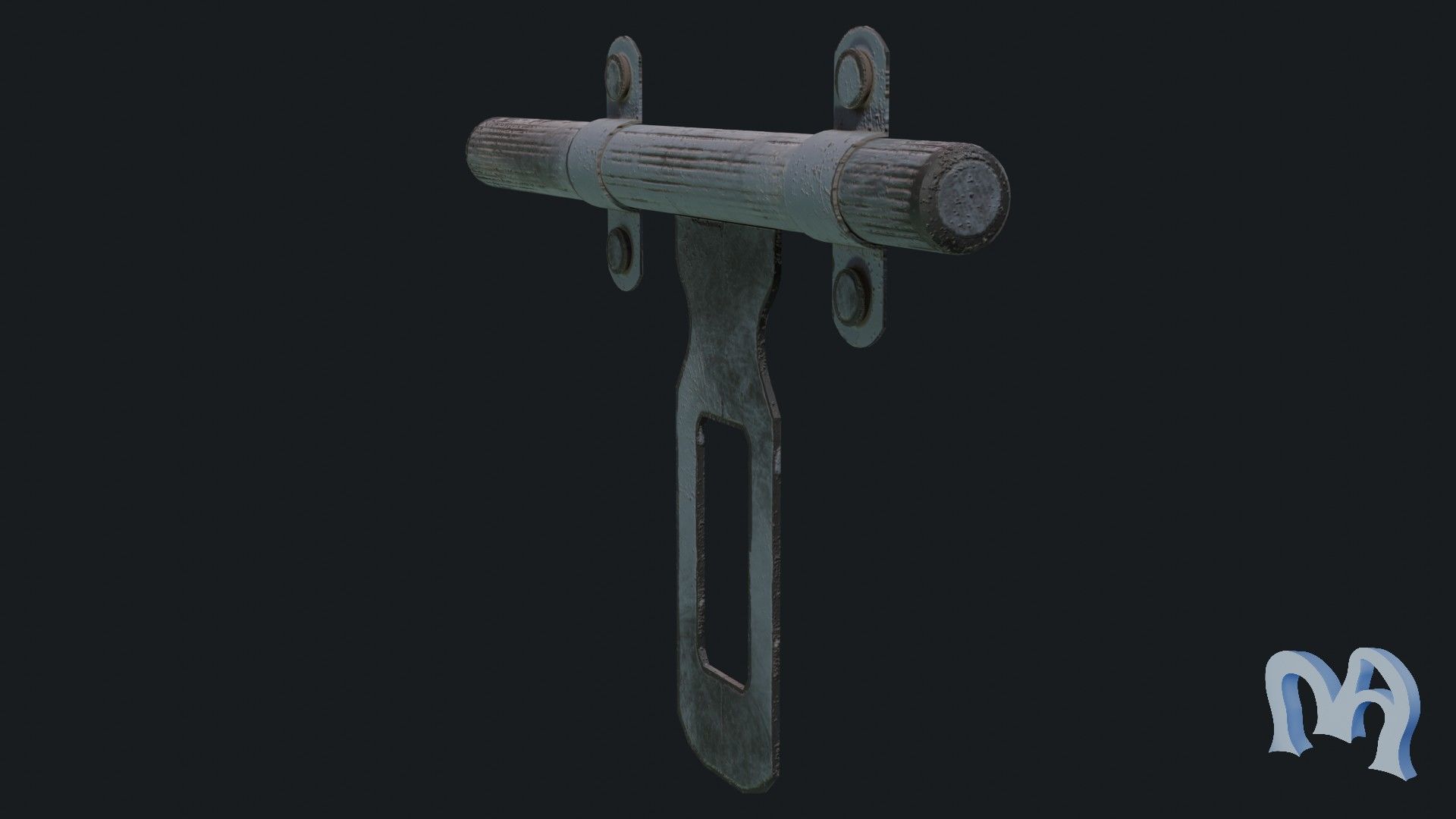 Old padlock door Low-poly 3D model_6