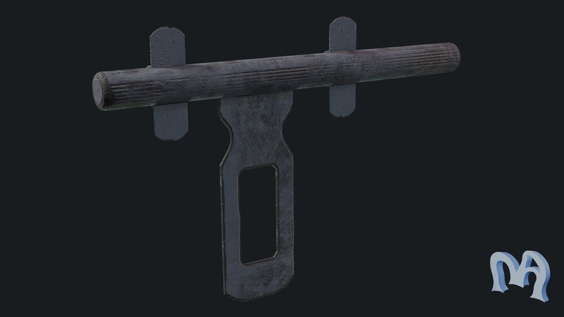 Old padlock door Low-poly 3D model_7