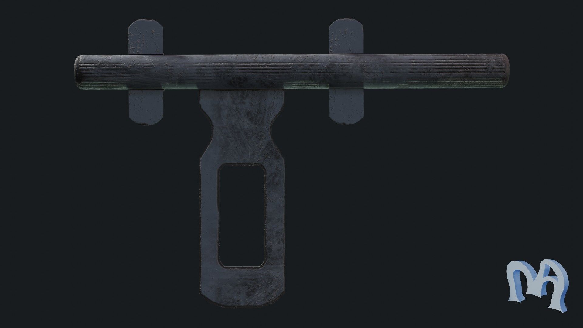 Old padlock door Low-poly 3D model_5