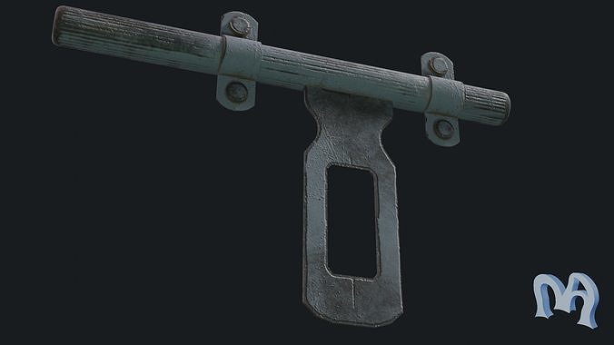 Old padlock door Low-poly 3D model