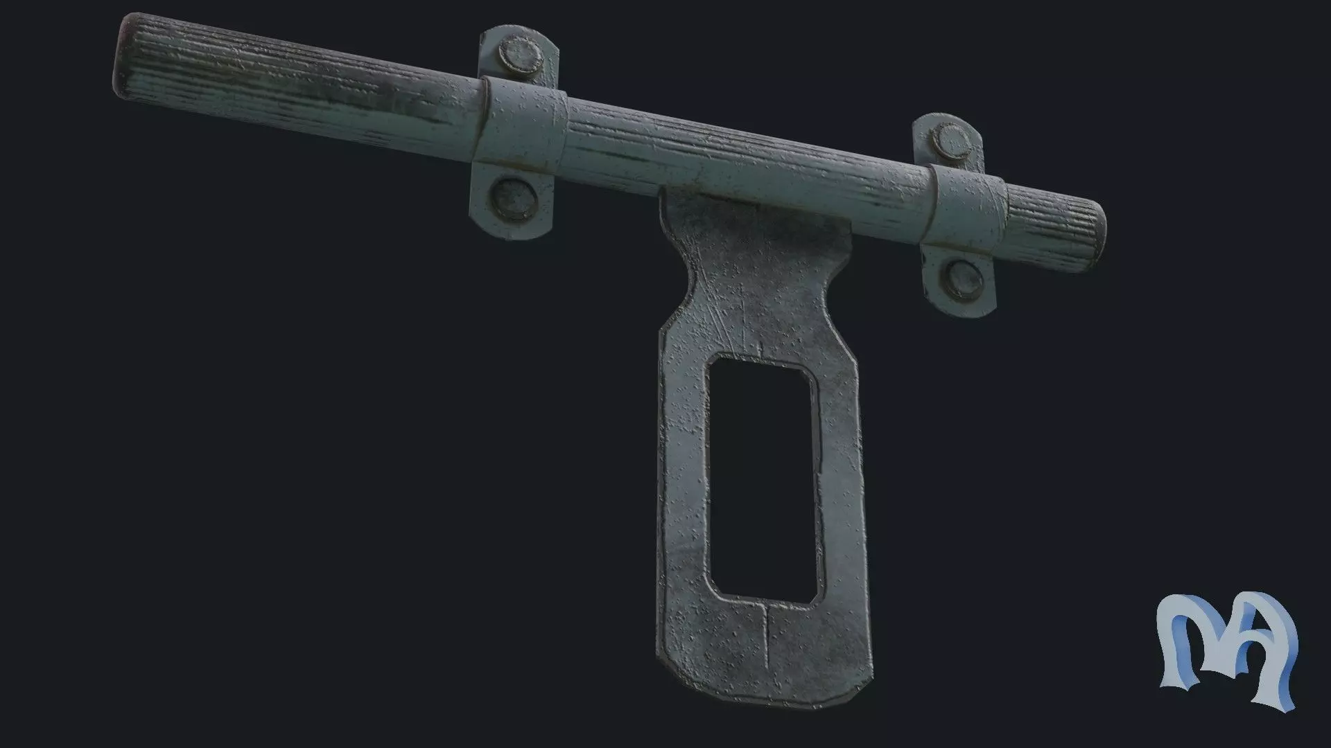 Old padlock door Low-poly 3D model_0