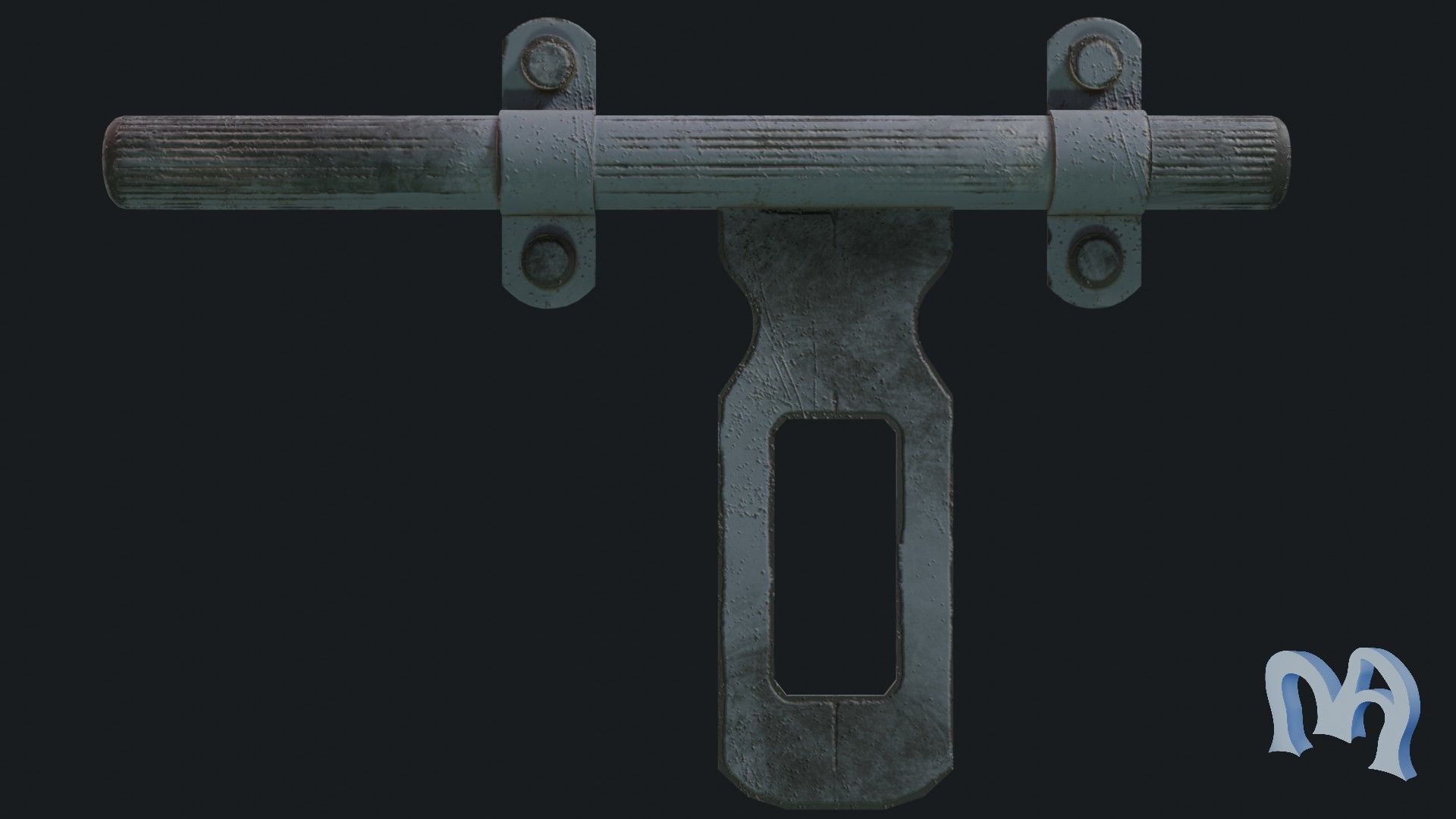 Old padlock door Low-poly 3D model_4