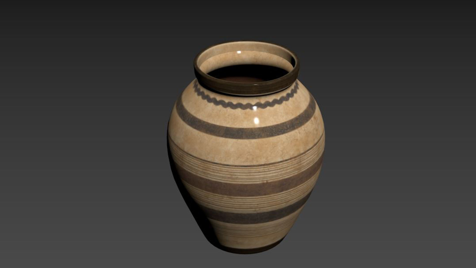 Large Ceramic Vase Lines 3D model_6