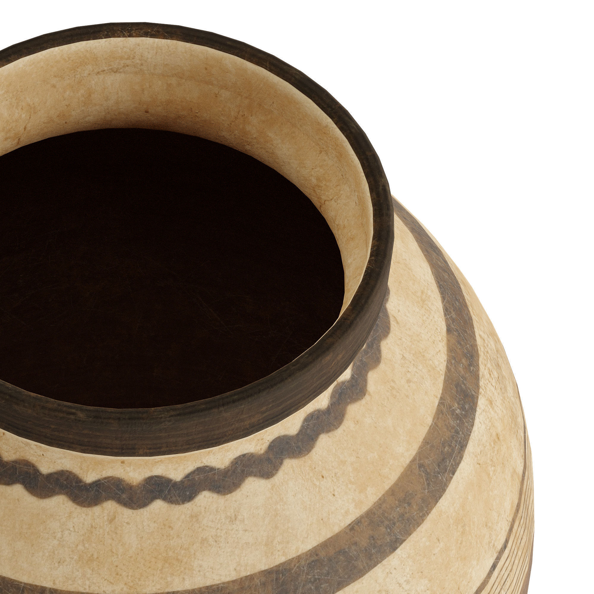 Large Ceramic Vase Lines 3D model_4