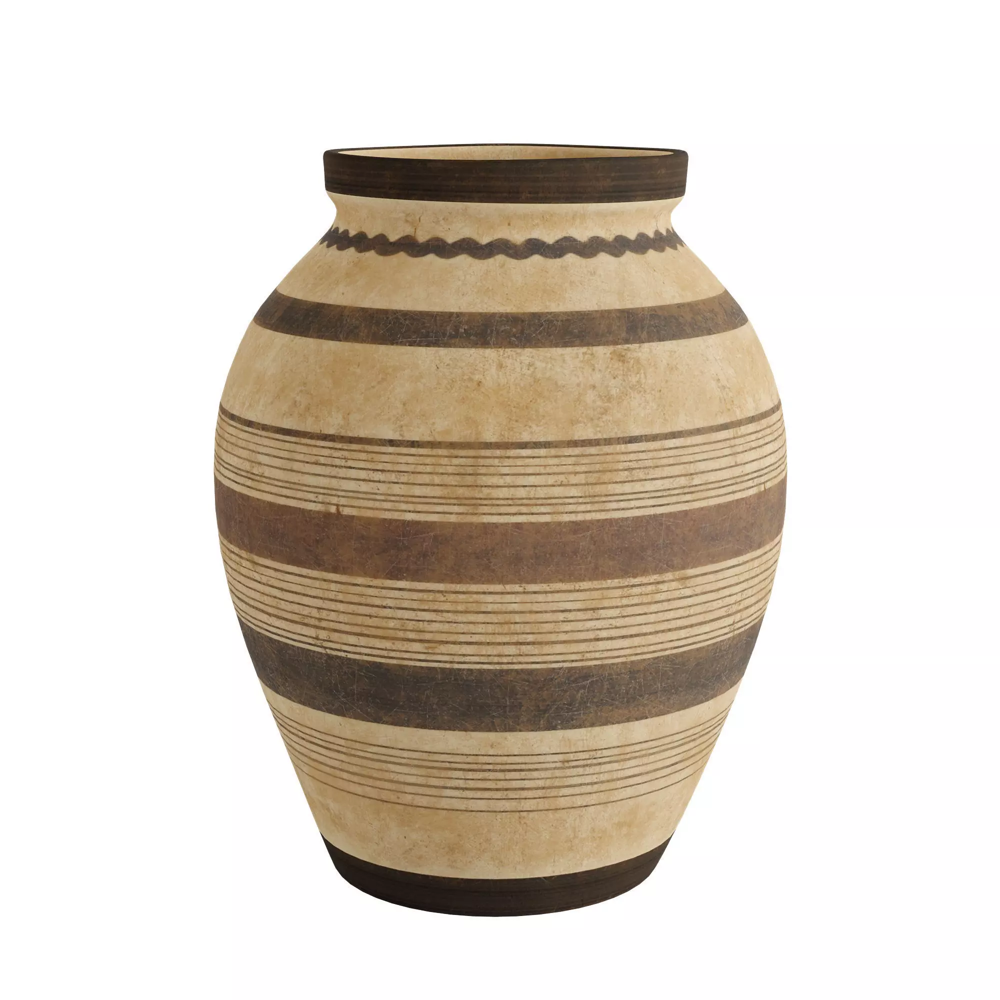 Large Ceramic Vase Lines 3D model_0