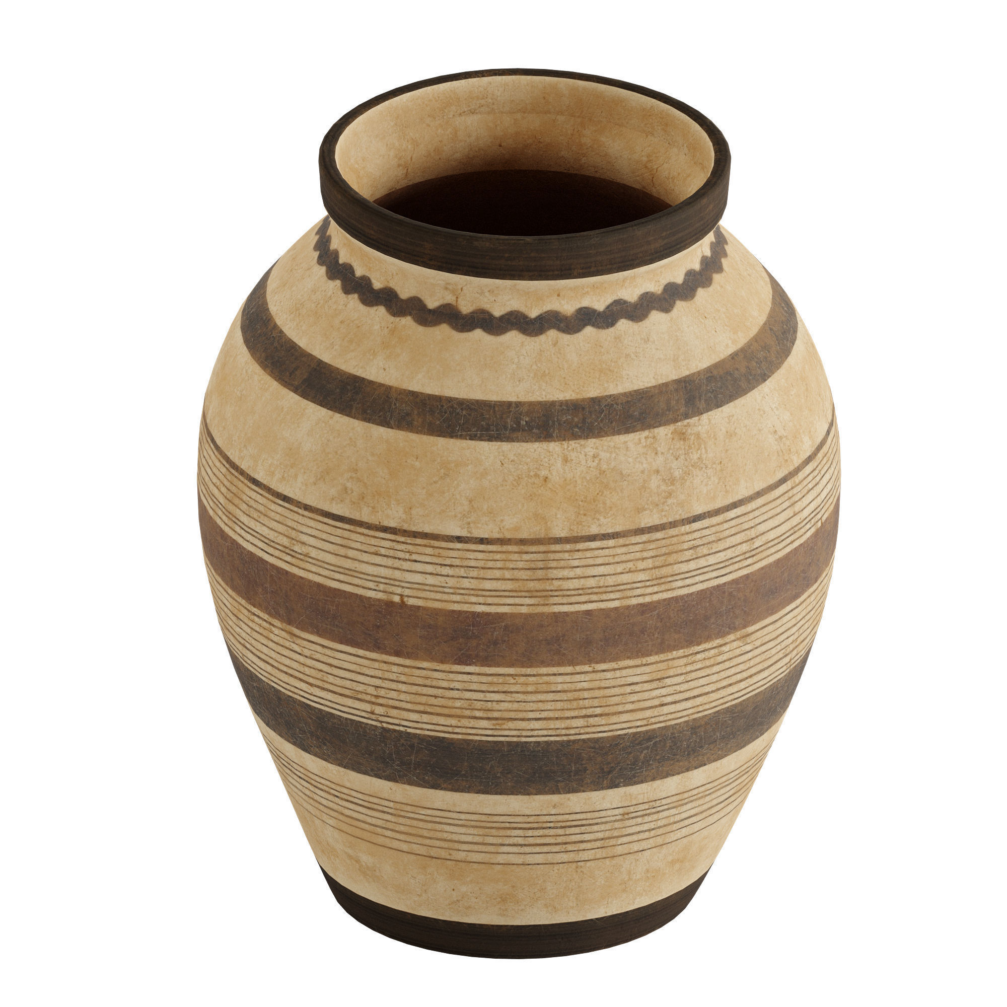 Large Ceramic Vase Lines 3D model_1