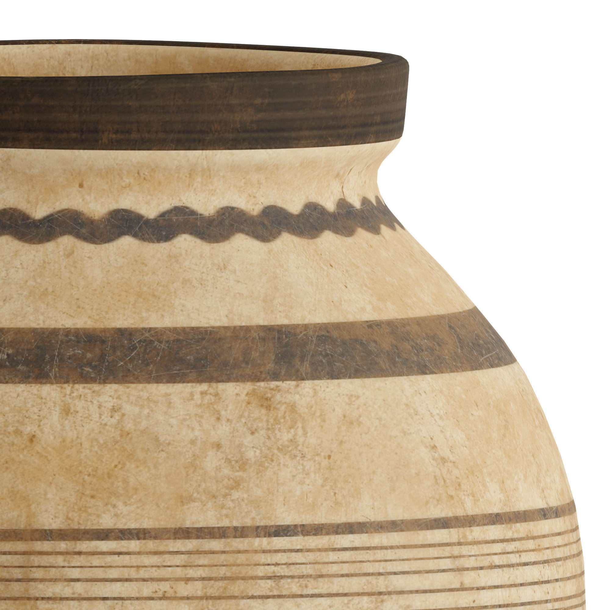 Large Ceramic Vase Lines 3D model_2